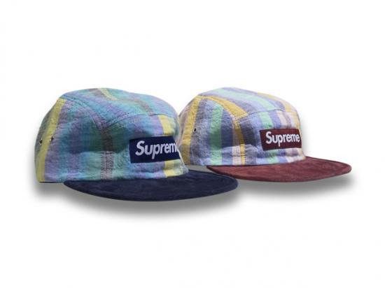 帽子 SUPREME Striped Linen Suede Camp Cap Supreme Striped Linen/Suede Camp Cap Navy One Size S/S 14 | eBay