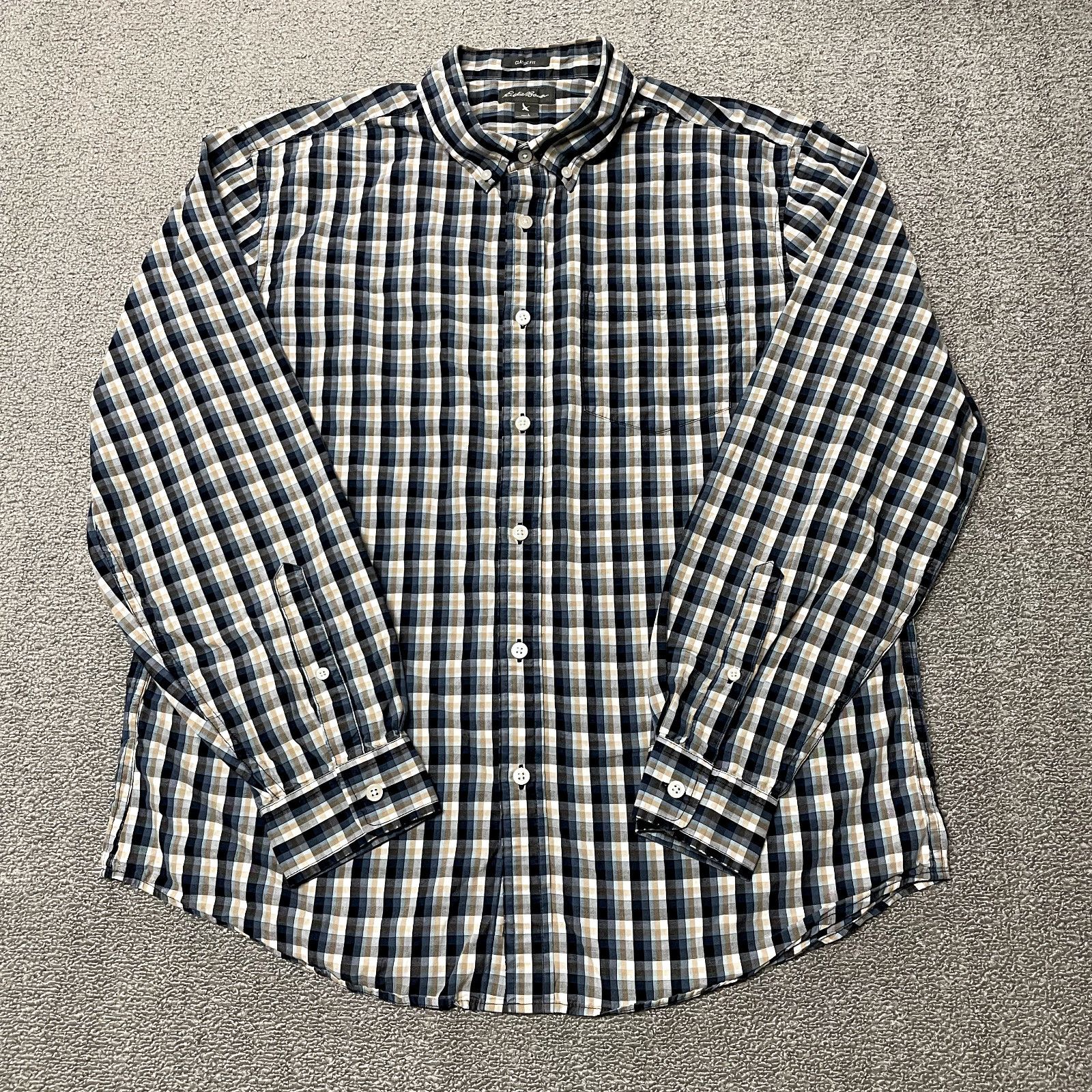 Eddie Bauer Ombre Check Long Sleeve Button-Down Flannel Check Shirt Men's XL / eaa527025