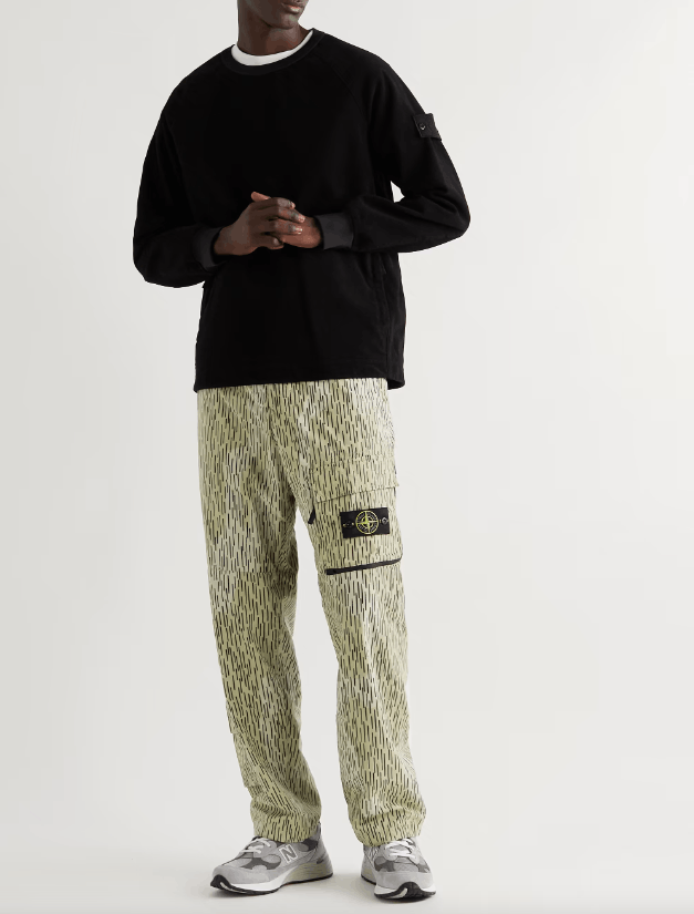 image of Stone Island 306E2 Naslan Light 'rain Camo' Print Loose Fit Cargo Pants, Men's (Size 32)