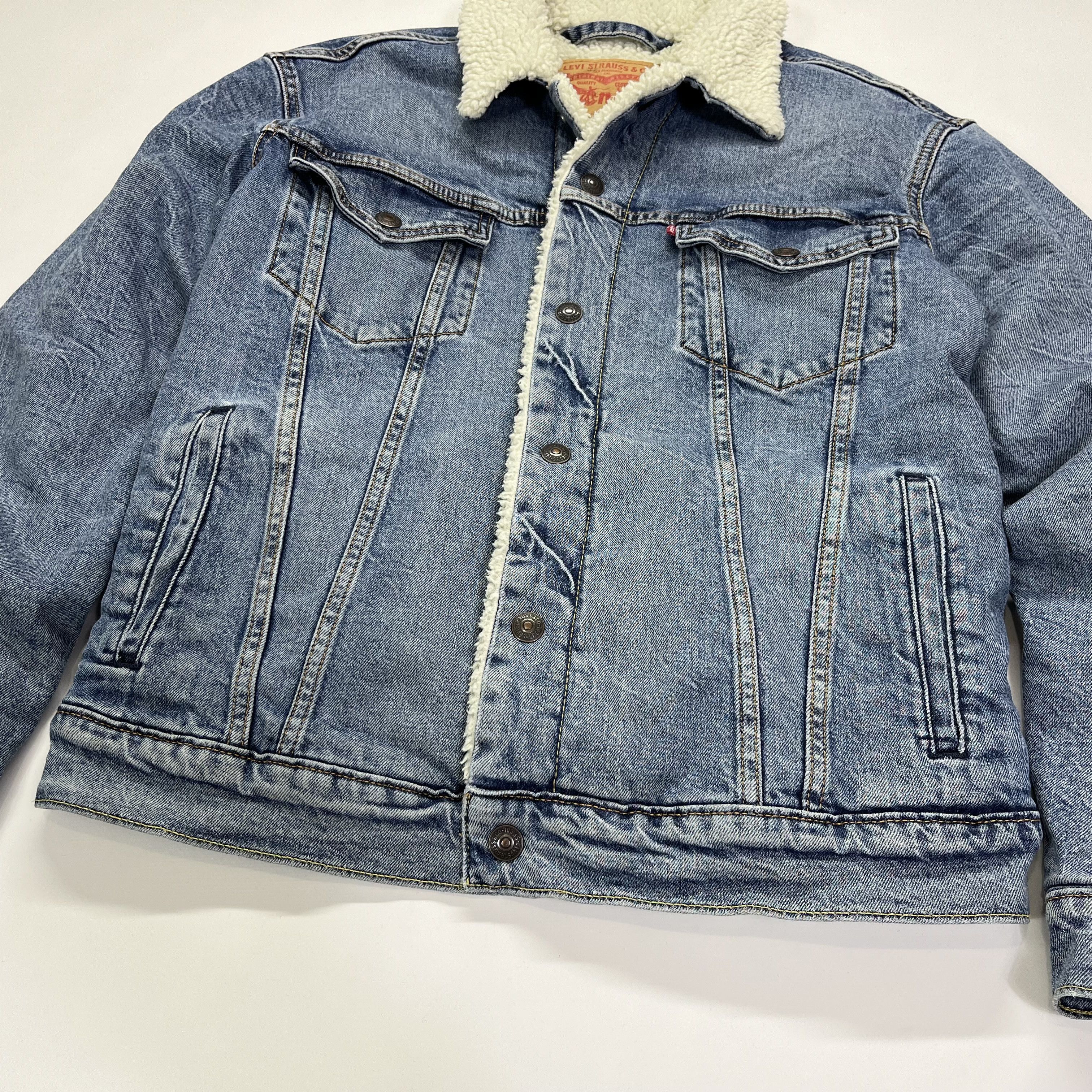 Levi's × Vintage Vintage LEVIS Sherpa Denim Jacket Trucker Washed Size US M / EU 48-50 / 2 - 3 Thumbnail