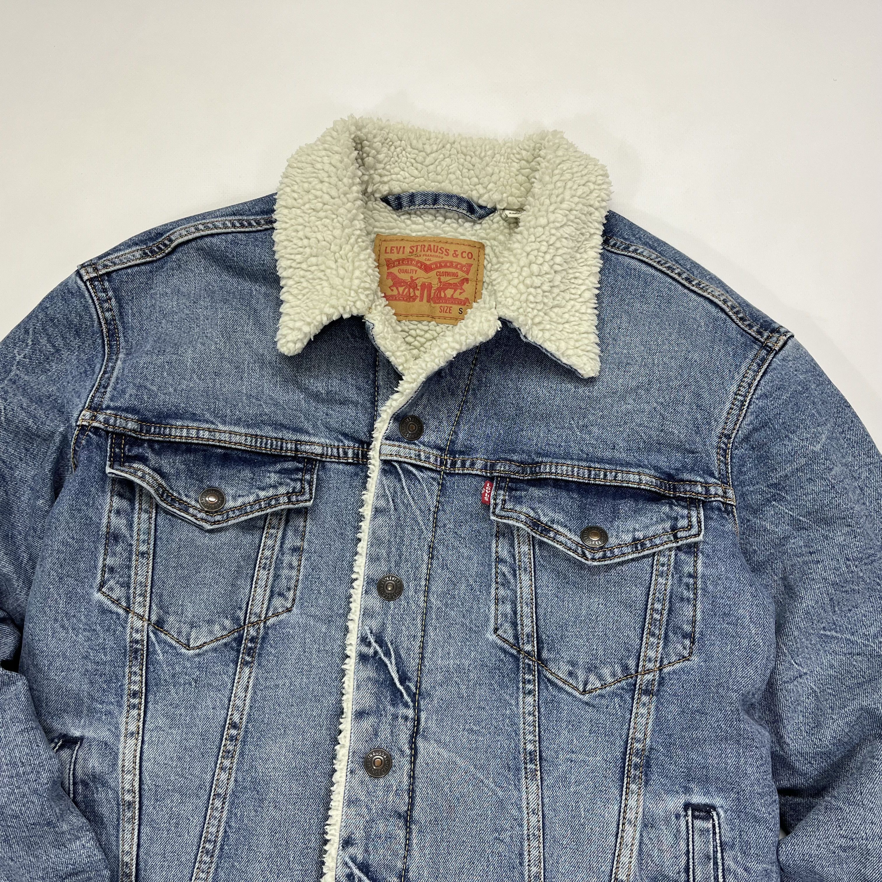 Levi's × Vintage Vintage LEVIS Sherpa Denim Jacket Trucker Washed Size US M / EU 48-50 / 2 - 2 Thumbnail