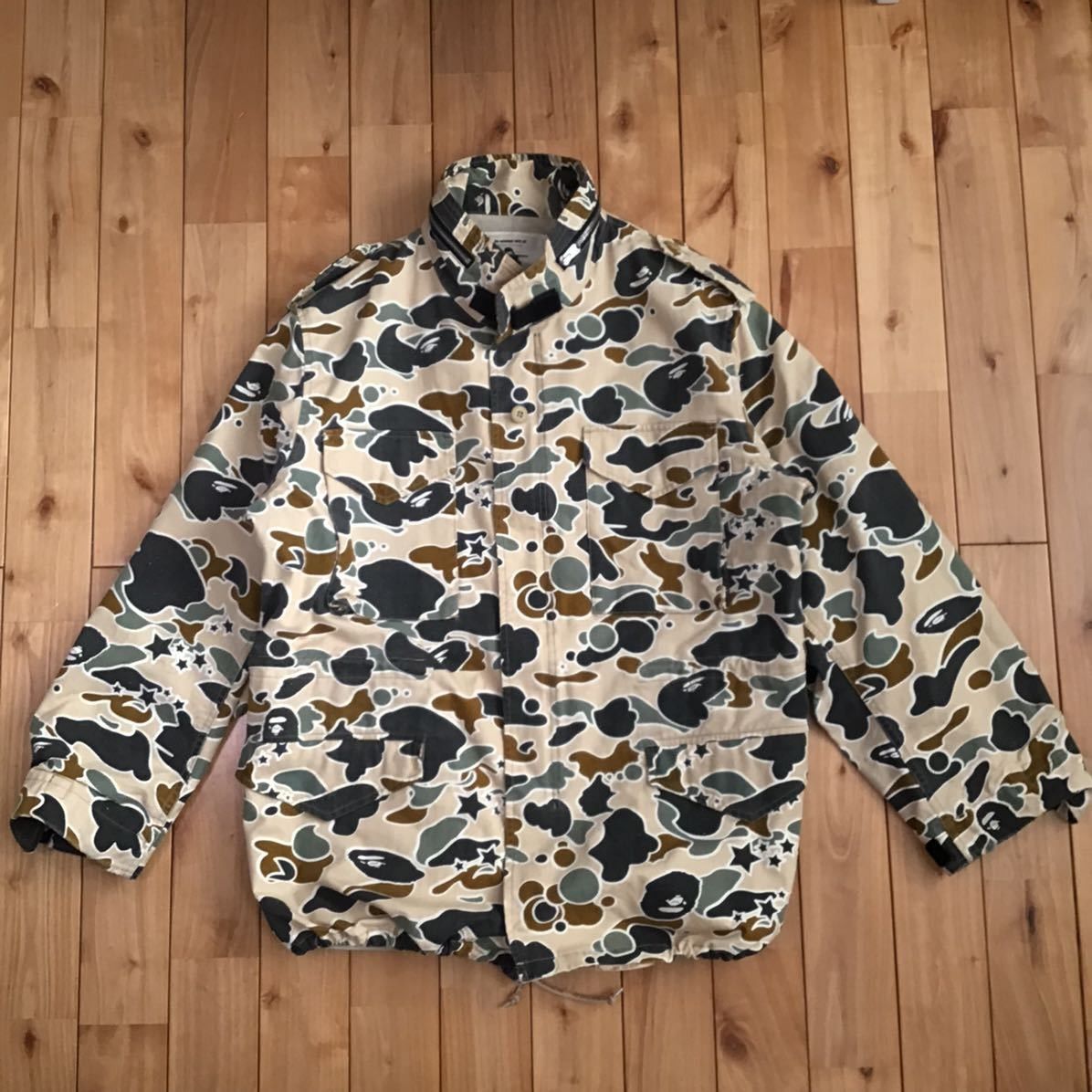 image of Bape Sta Camo Yellow M65 Military Jacket Psyche in Beige, Men's (Size XL)