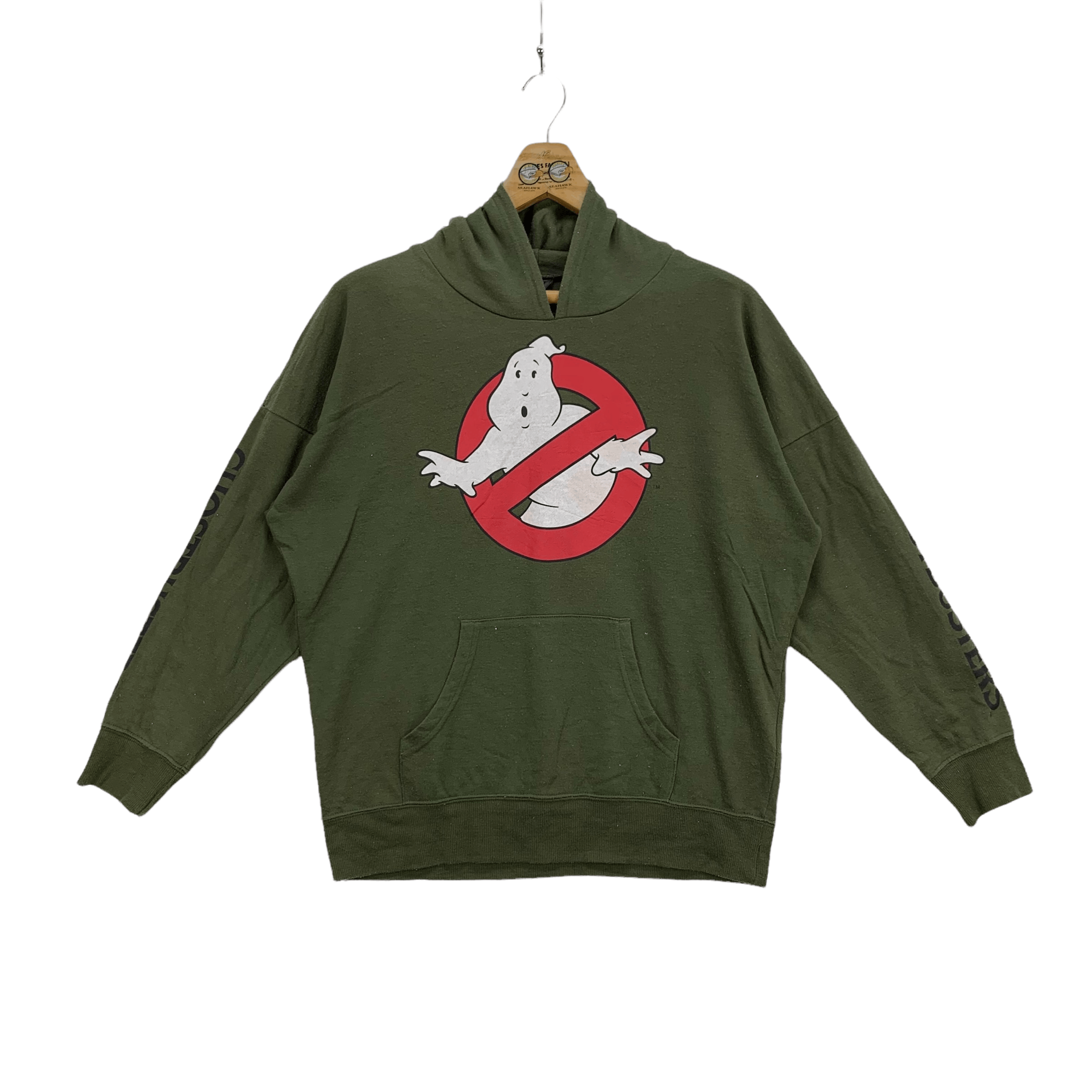 image of Movie x Vintage Ghostbuster Big Logo Pullover Green Hoodies 4058-140, Men's (Size Large)
