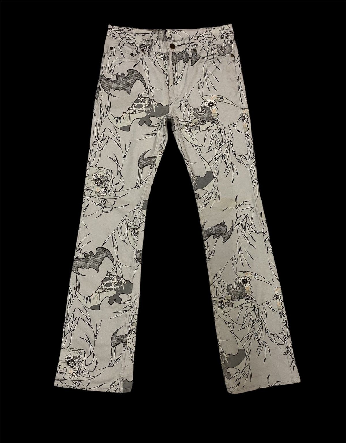 Japanese Brand × Vintage Vintage 90’s Glamdy Over Print Floral Flower Denim Pants Size US 29 - 1 Thumbnail