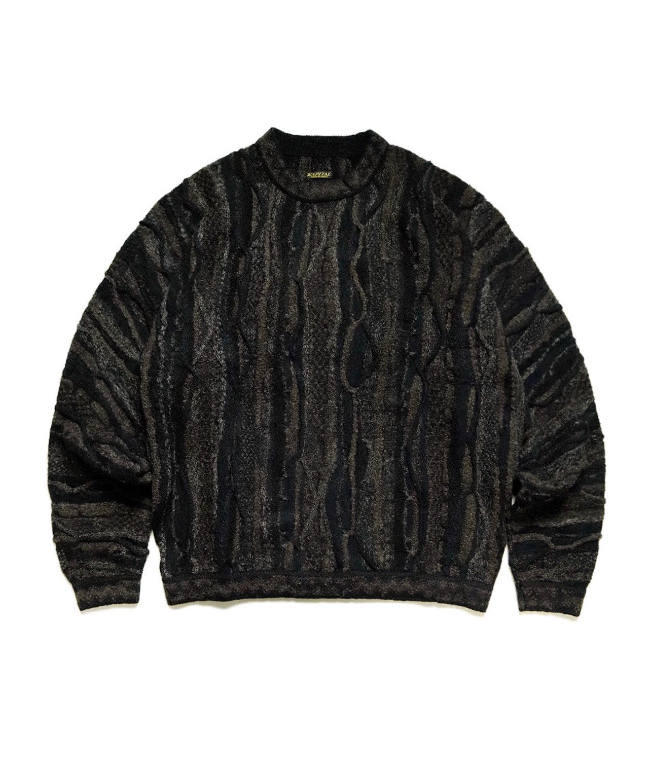 image of Kapital 7G Knit Gaudy Crew Sweater Size 1 in Black, Men's