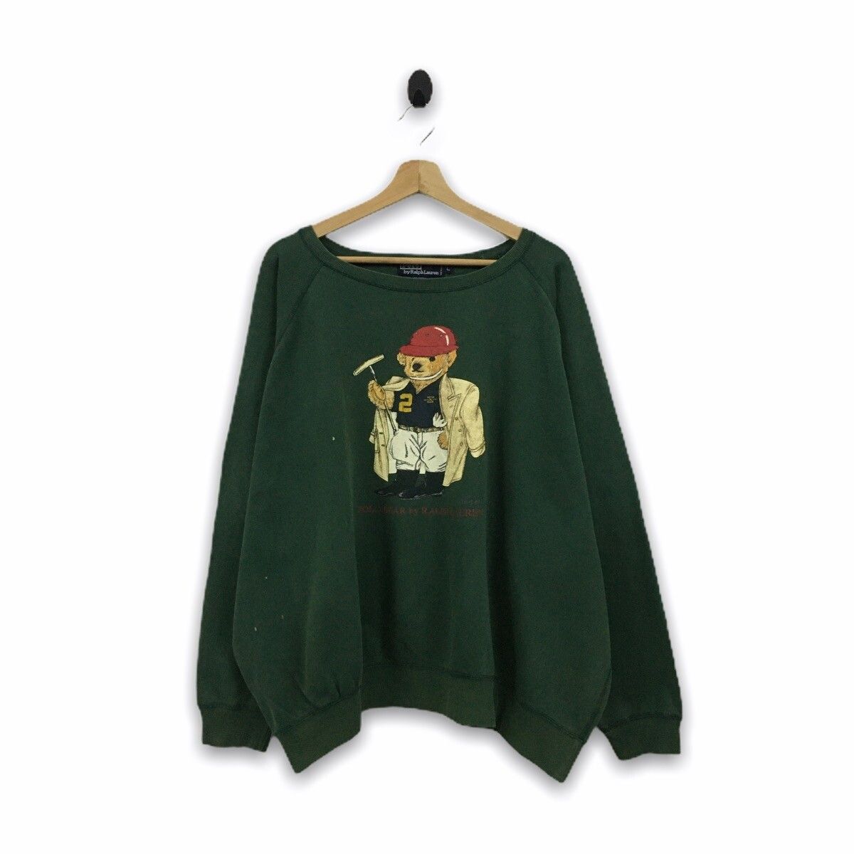 Pre-owned Polo Ralph Lauren X Vintage Polo Bear By Ralph Laurent Distressed Sweatshirt In Green