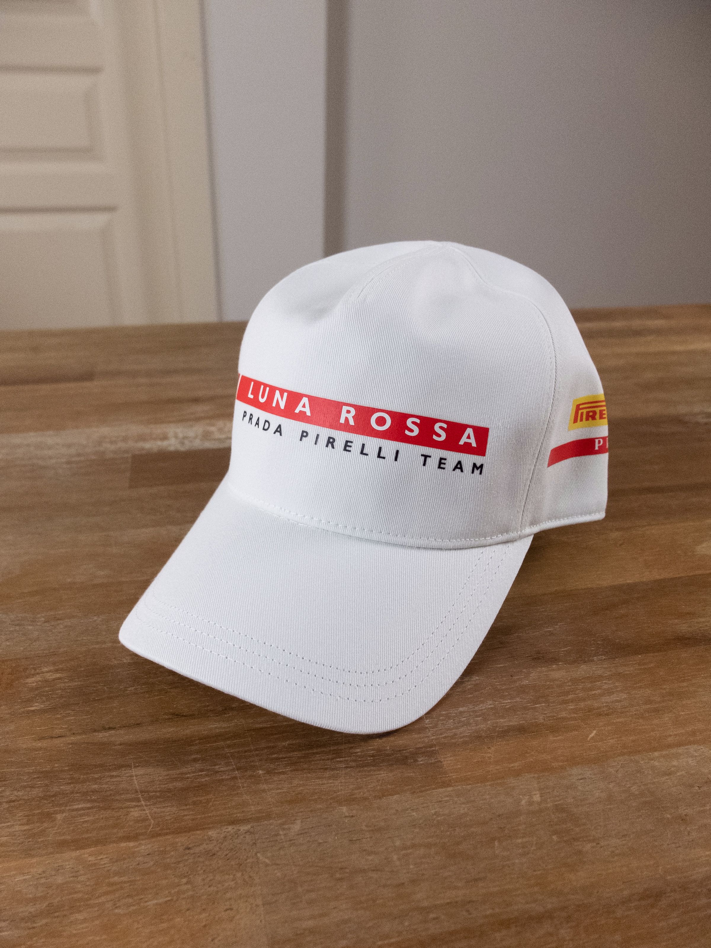 image of Prada Luna Rossa Pirelli Racing White Baseball Cap Hat, Men's