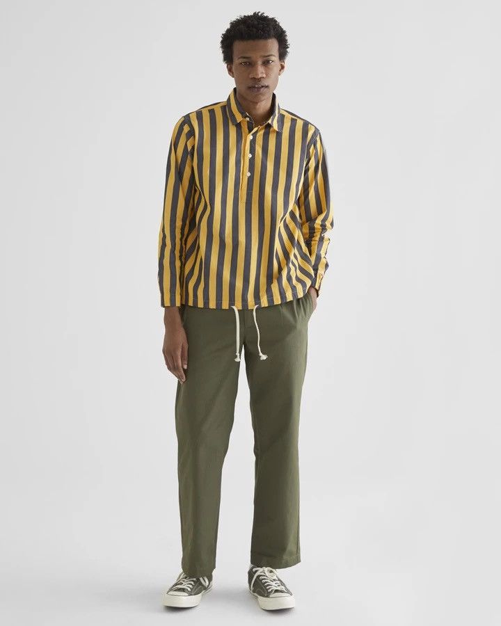 image of Ss19 Noah Vertical Stripe Popover in Yellow/Black, Men's (Size Large)