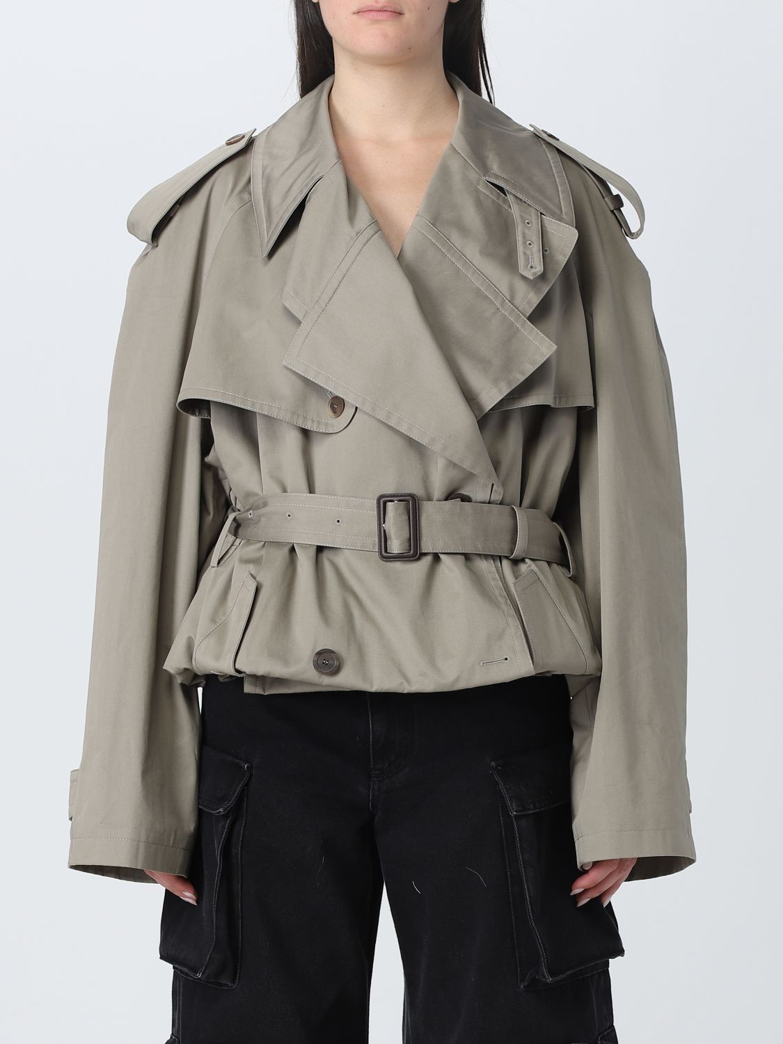 Balenciaga Women Draped Neck Midi Trench
