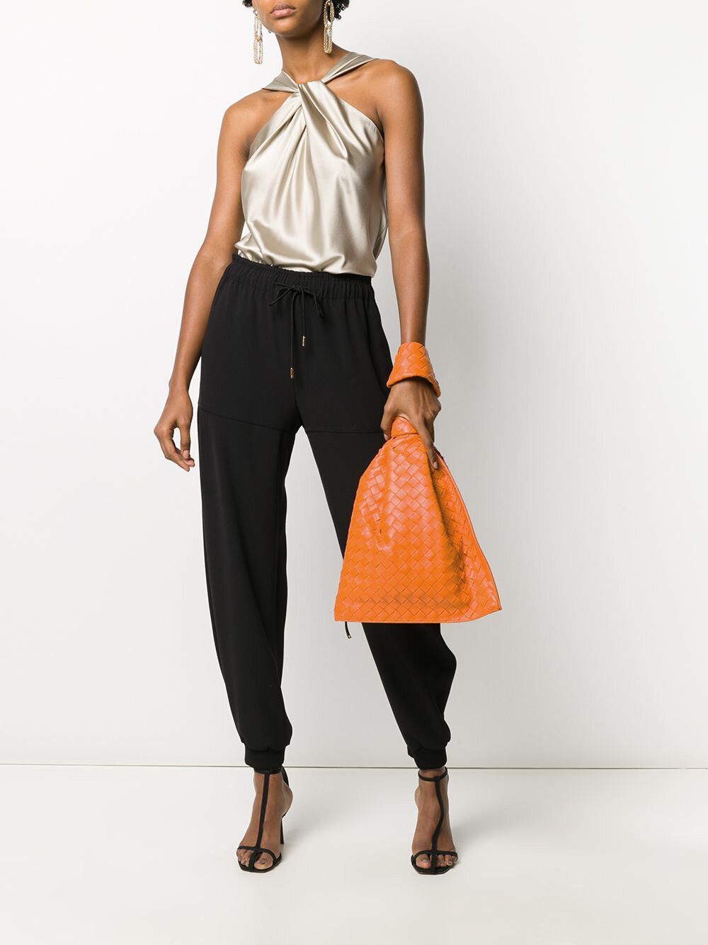 BOTTEGA VENETA Twist orange intrecciato woven leather bag