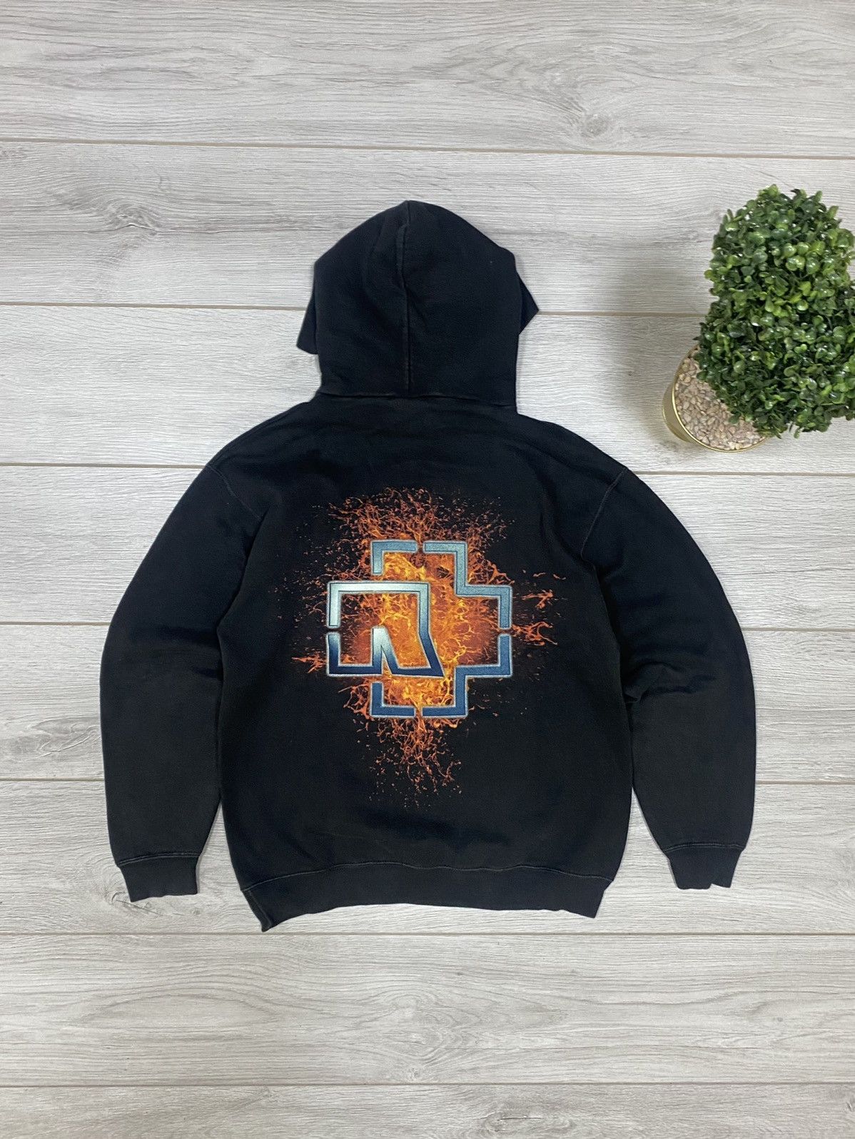 Band Tees × Vintage Rammstein 00s flame big logo sun faded hoodie spellout Size US M / EU 48-50 / 2 - 1 Thumbnail