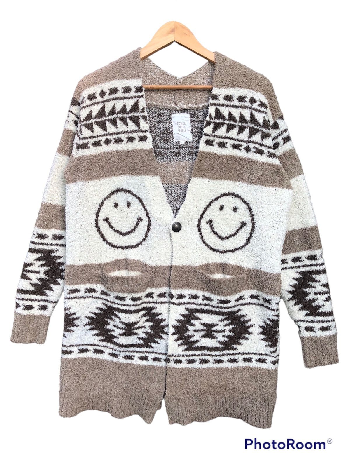 image of Power To The People Cardigan Smile Fleece in Mix, Men's (Size Medium)