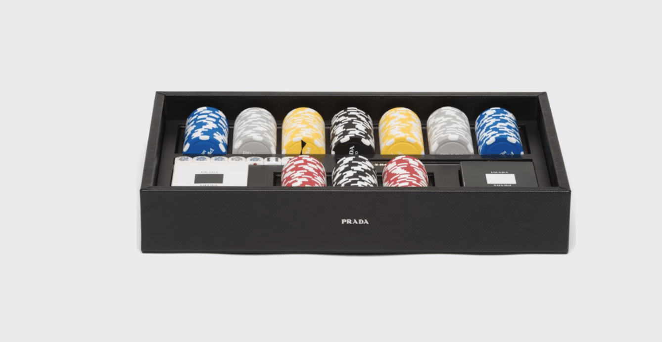 Prada Saffiano Leather Poker Set - Black - One Size