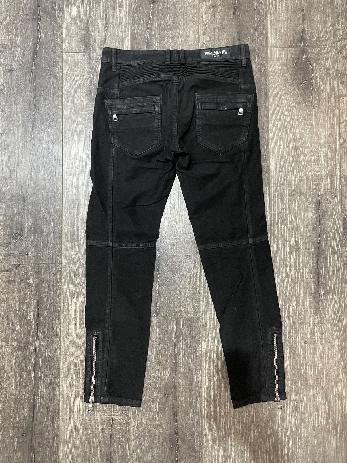 image of 2012 Balmain Moleskin Suede Effect Biker Pants Black, Men's (Size 30)