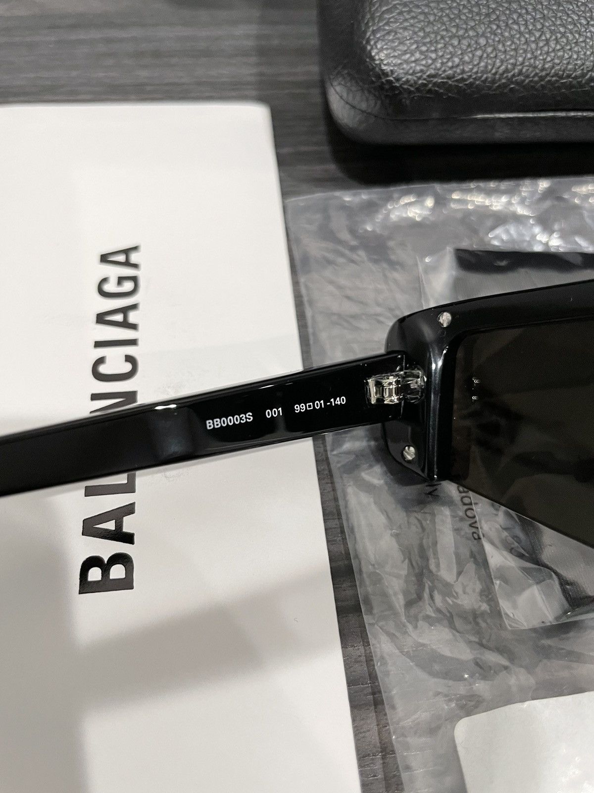Balenciaga BALENCIAGA Ski Rectangle Sunglasses BB0003S black Size ONE SIZE - 7 Thumbnail