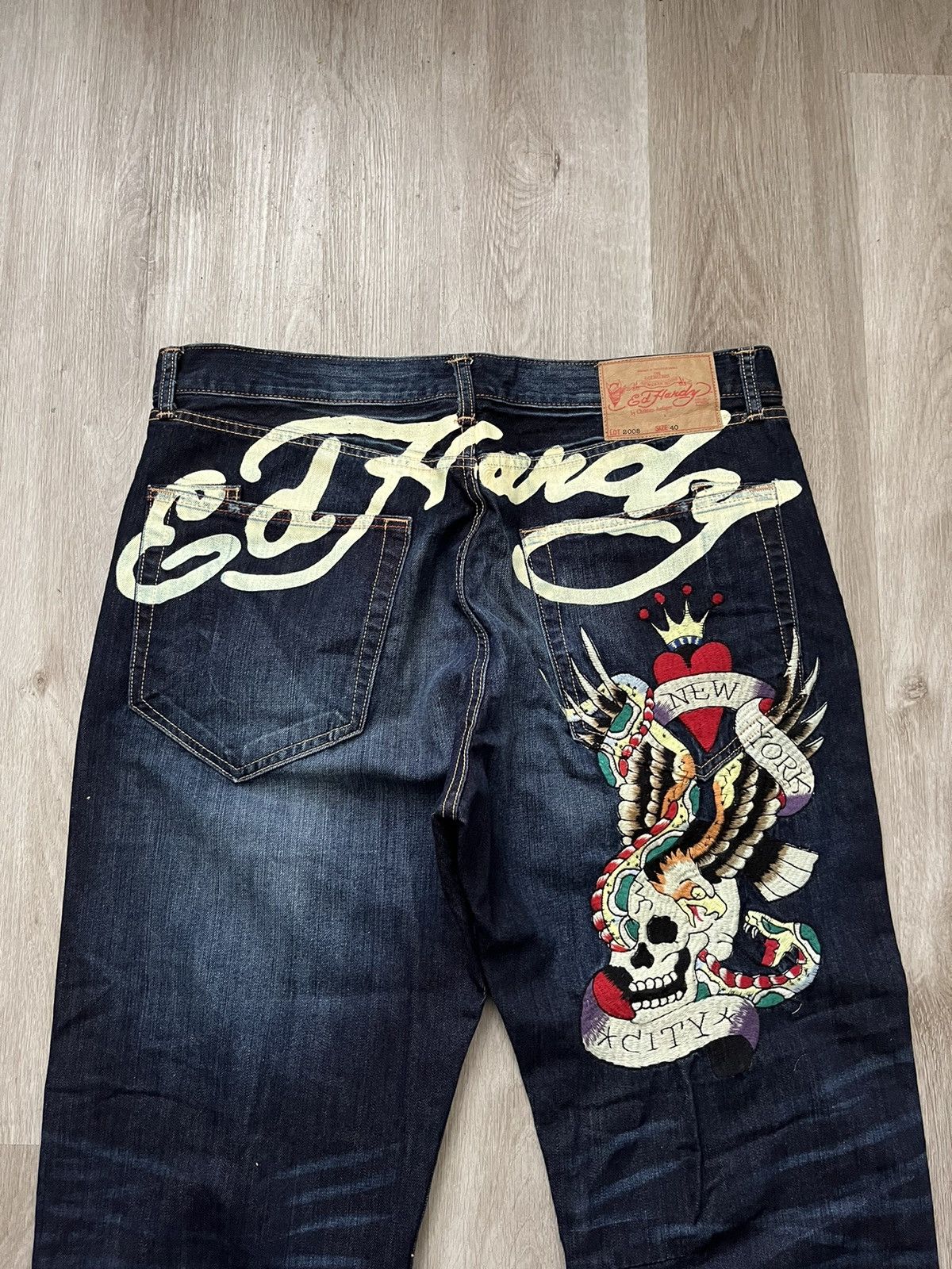 Ed Hardy × Jnco × Vintage Ed Hard Embroidered Jeans | Grailed