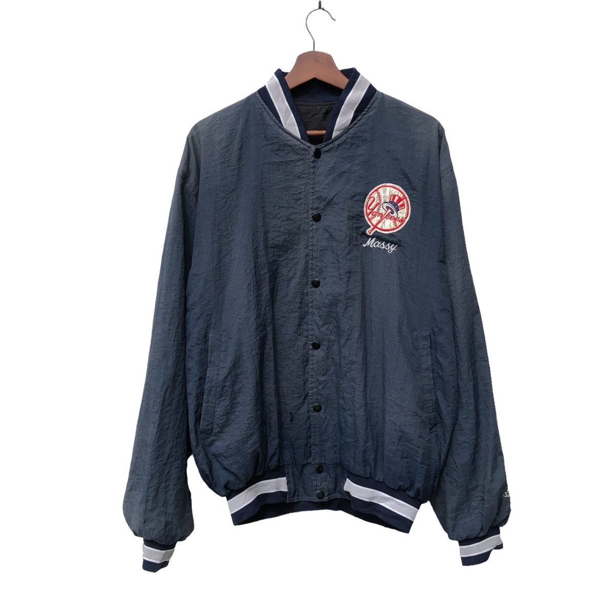 MLB 🔥VINTAGE 90s STARTER NEW YORK YANKEES LIGHT JACKET Size US L / EU 52-54 / 3 - 2 Thumbnail