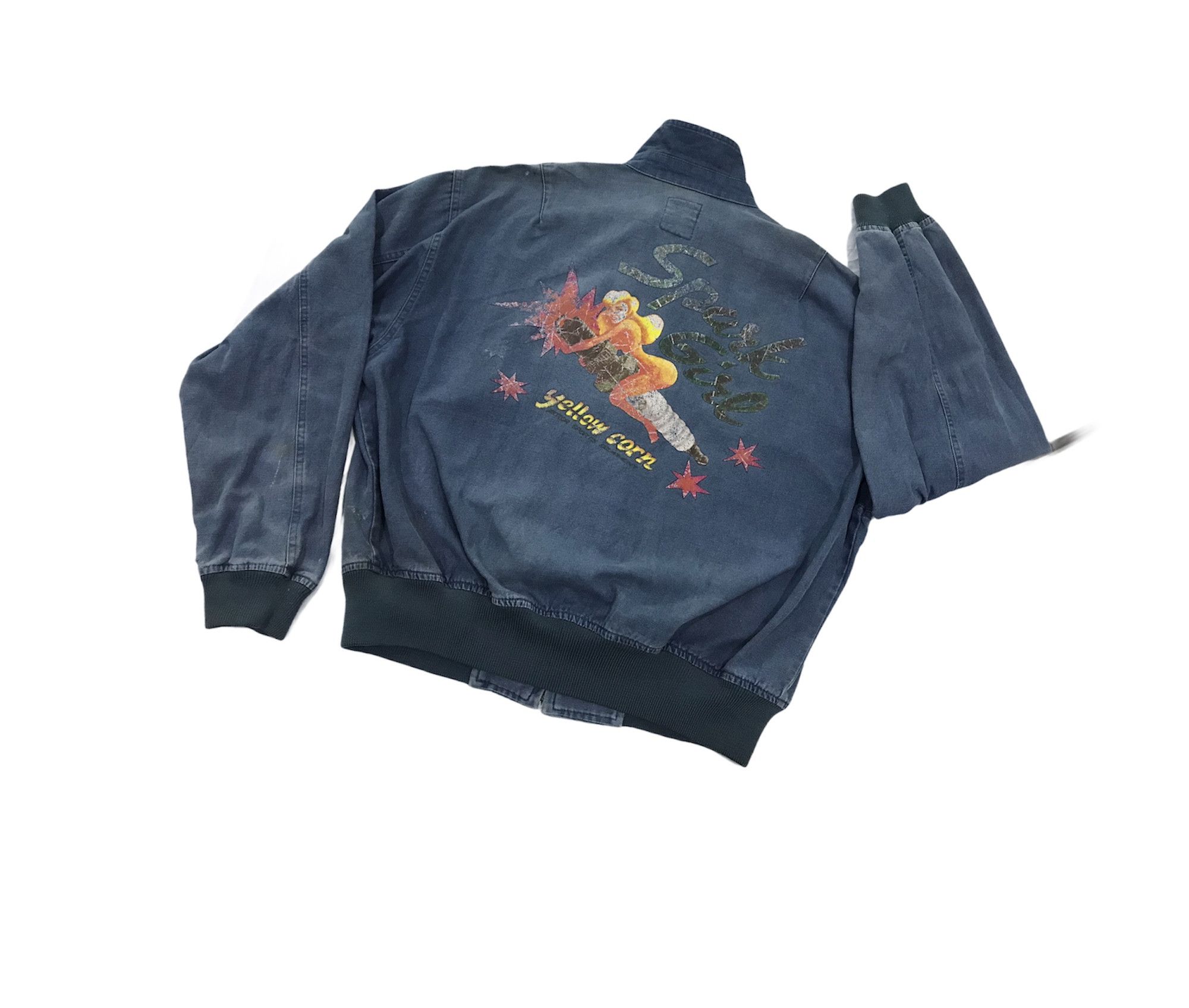 image of Sports Specialties x Vintage Yellow Corn Motor Spark Girl Jacket in Blue Jean, Men's (Size 2XL)