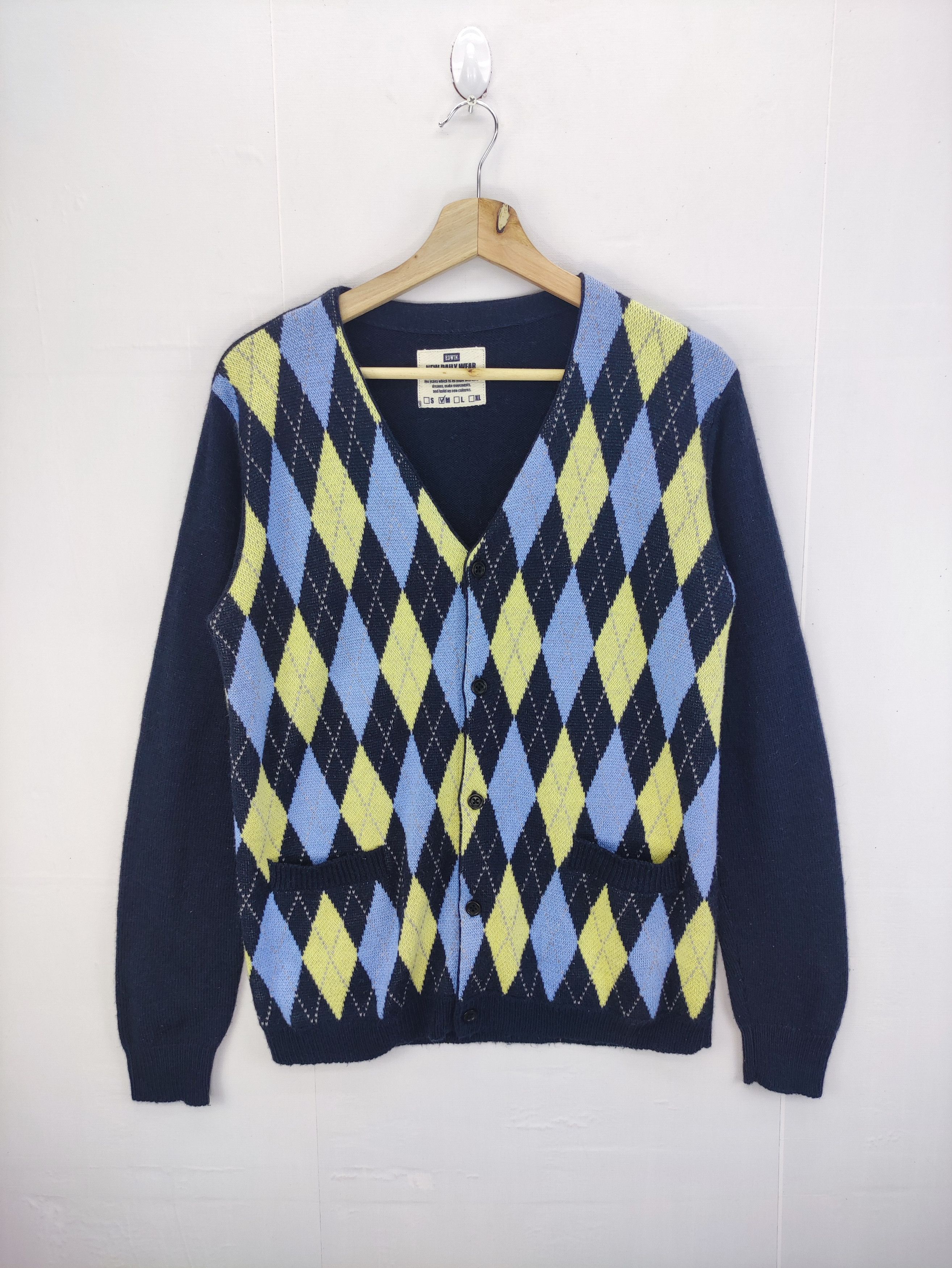 Edwin Vintage Edwin Wool Cardigan knit Sweater Diomond Style Size US S / EU 44-46 / 1 - 1 Thumbnail