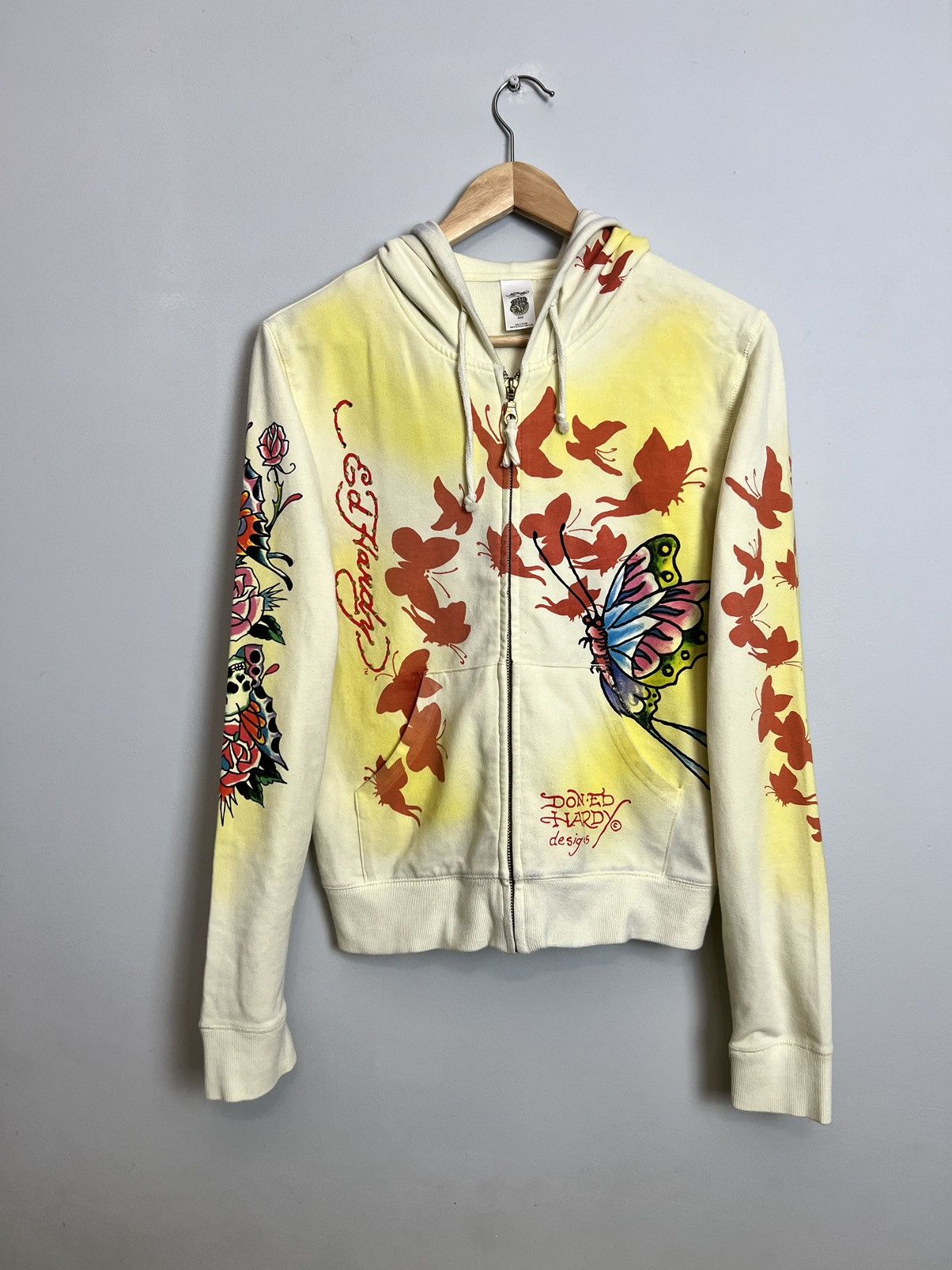 Vintage Y2K Ed Hardy Skull Butterfly Ch. Audigier Zip hoodie