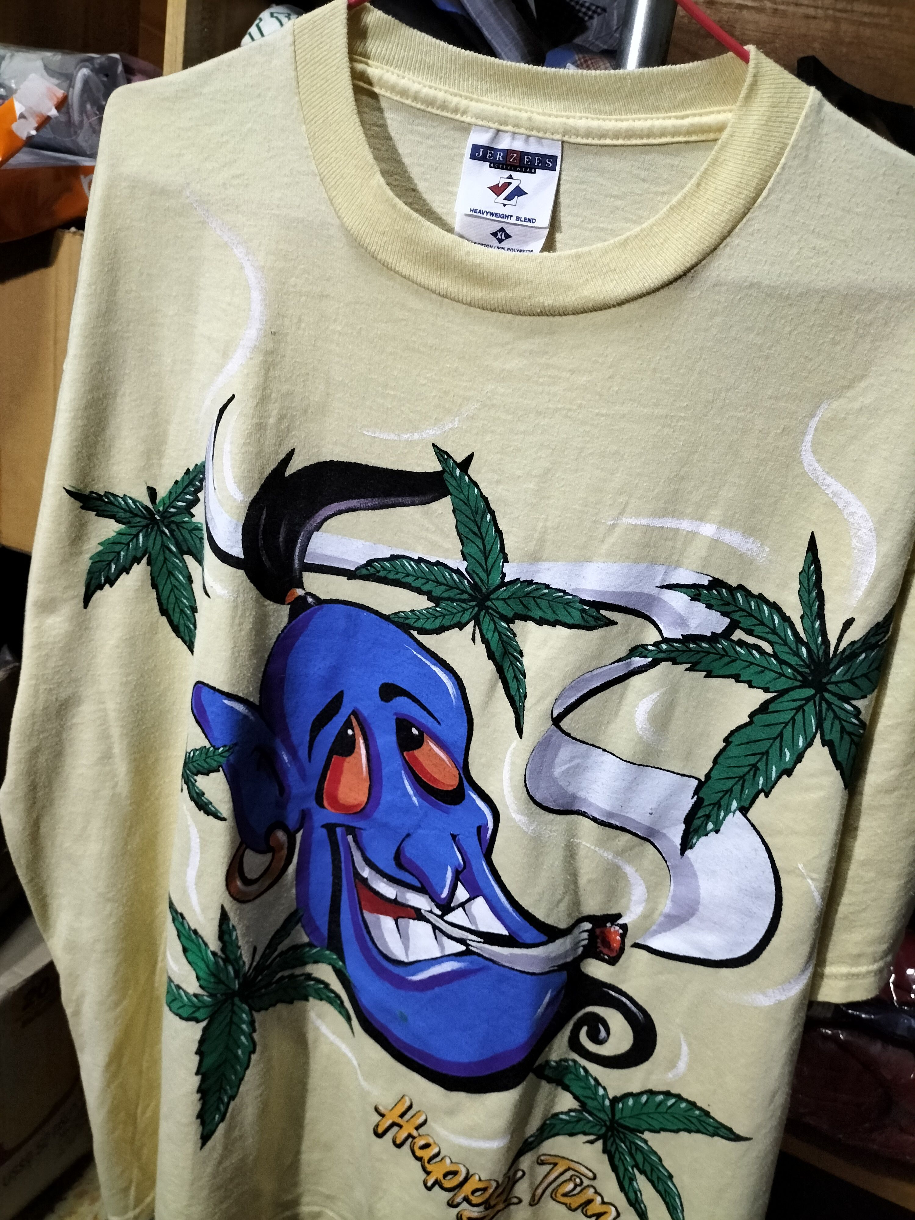 Rap Tees 90s Genie Weed Happy Time Art Weed Disney adult Size US XL / EU 56 / 4 - 2 Thumbnail