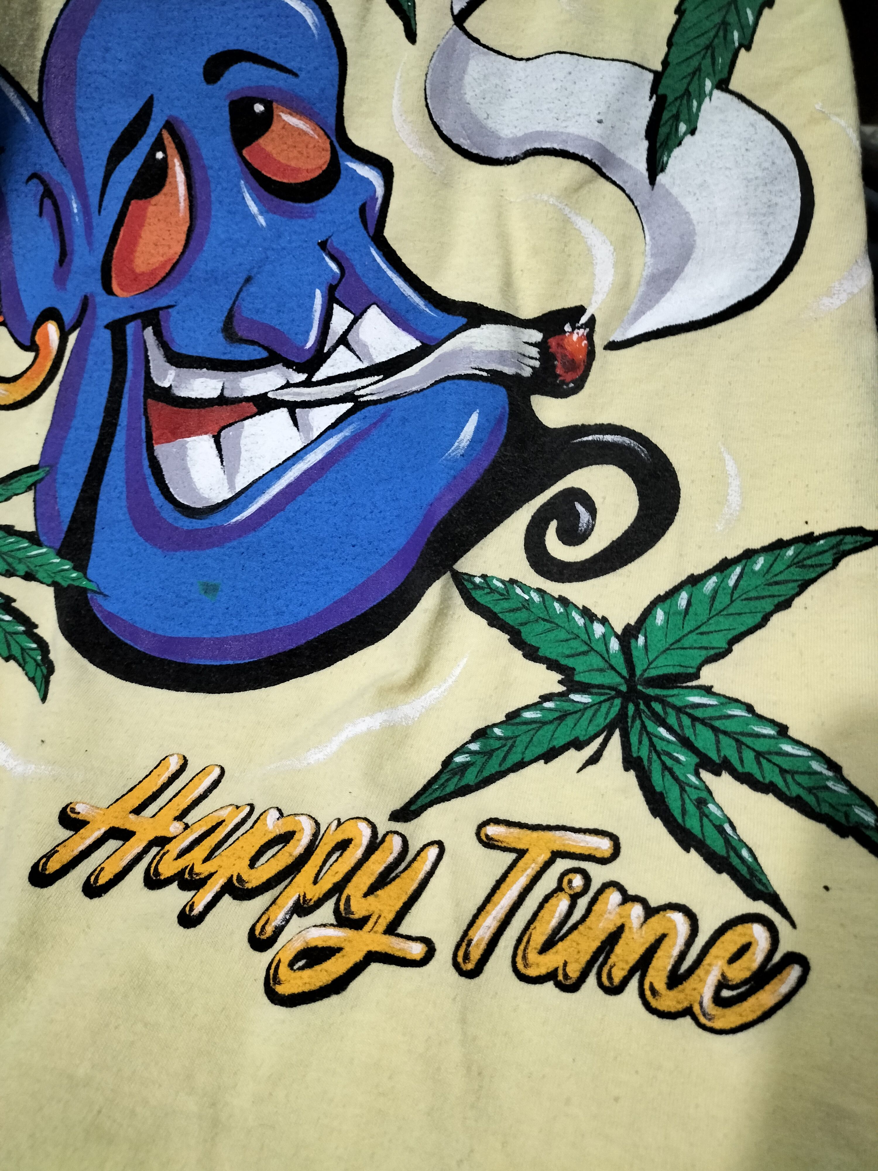 Rap Tees 90s Genie Weed Happy Time Art Weed Disney adult Size US XL / EU 56 / 4 - 5 Thumbnail