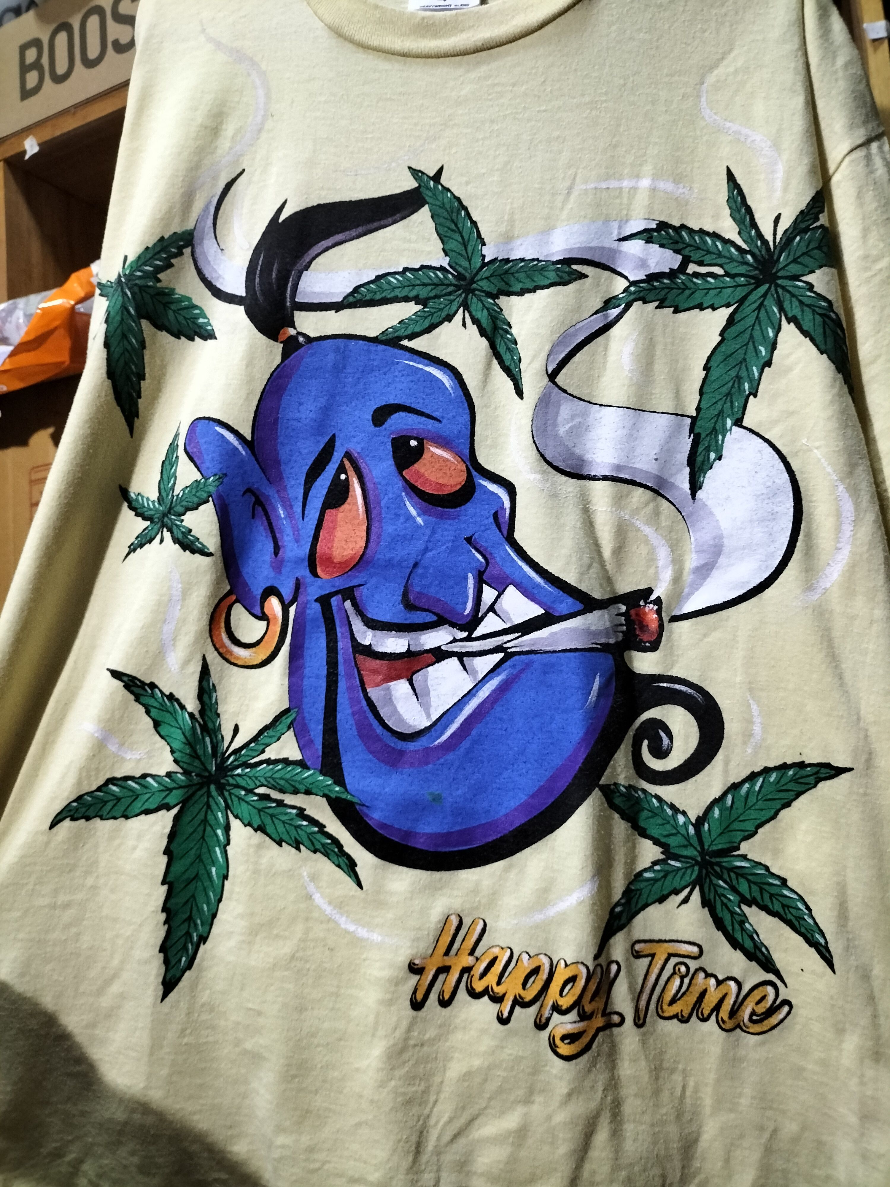 Rap Tees 90s Genie Weed Happy Time Art Weed Disney adult Size US XL / EU 56 / 4 - 4 Thumbnail