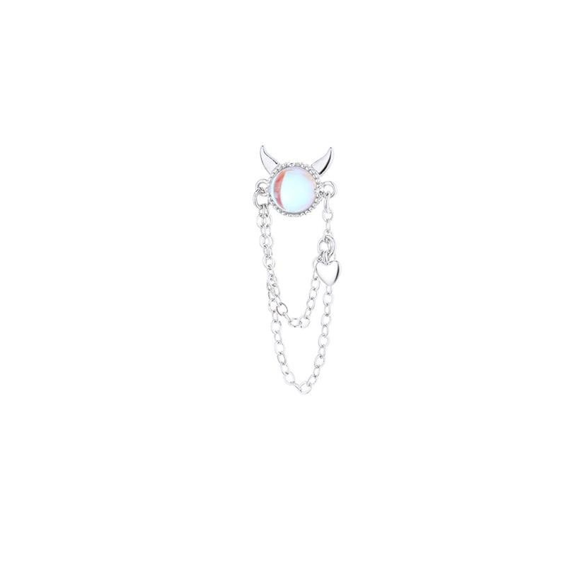 Jewelry Sweet Moonstone Double Chain Tassel Dangle Earrings Size ONE SIZE - 3 Thumbnail