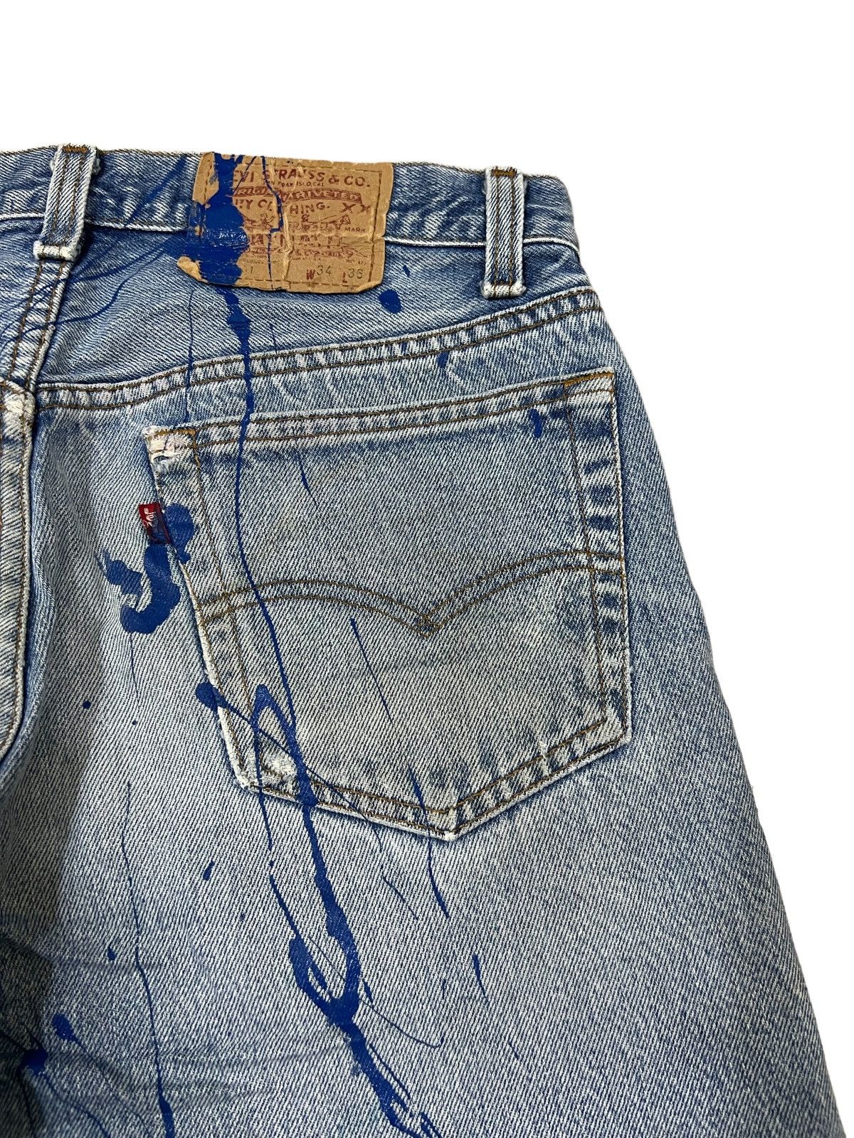 Levi's Vintage Clothing 1980s Levis 501 Distressed Painter Release Hem Baggy Jorts Size US 32 / EU 48 - 3 Thumbnail