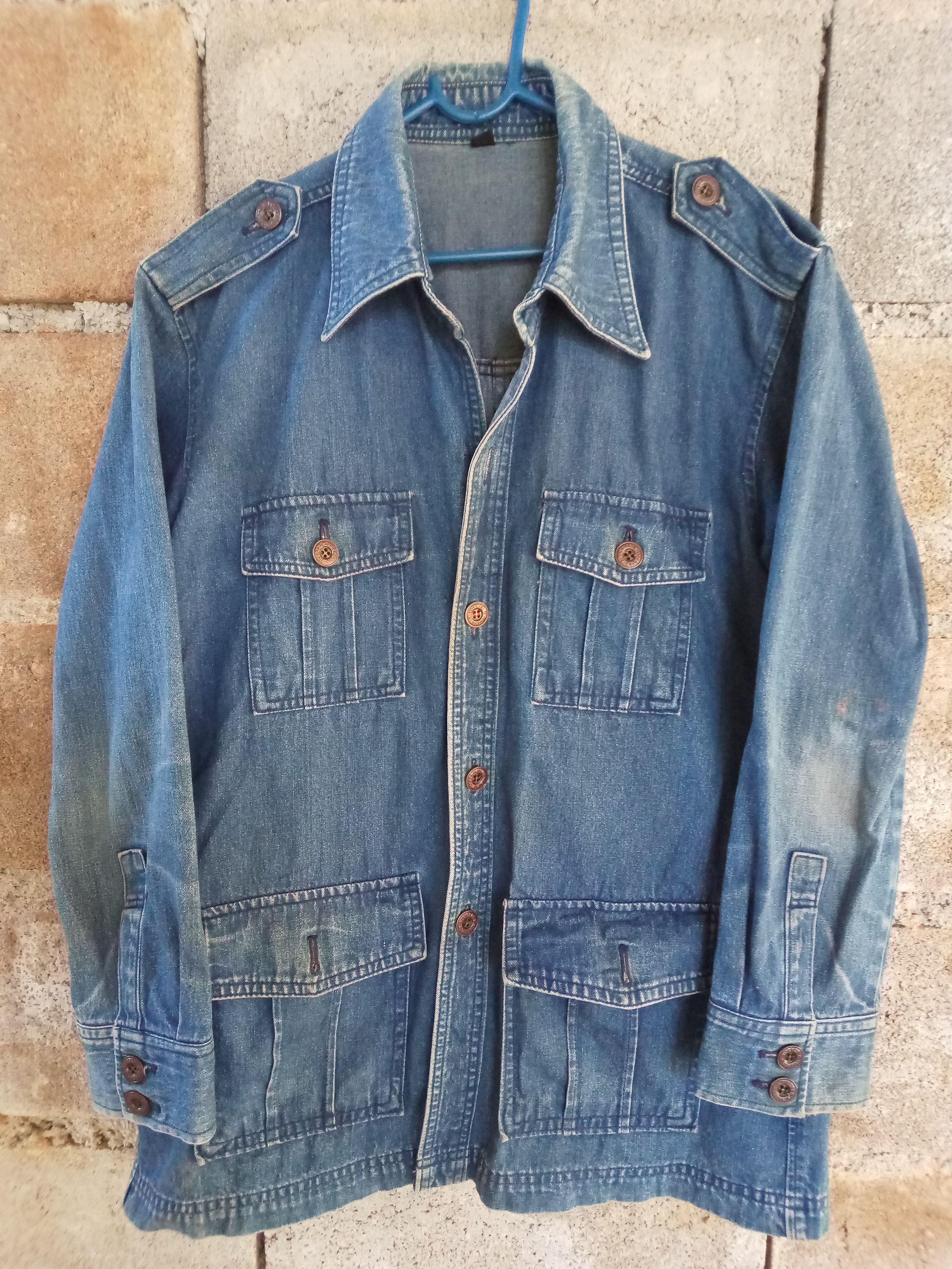 image of Engineered Garments x Vintage Vicerer Engineer Workwear Denim Jacket Selvedge 80's in Dark Blue (Si
