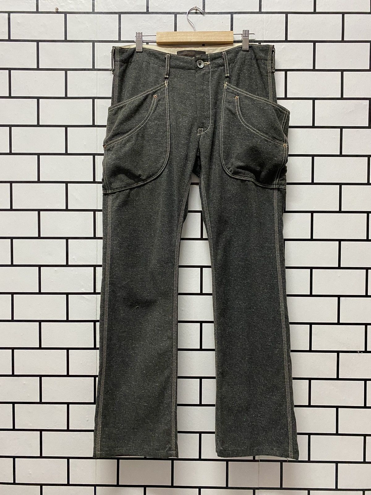 Image of Japan Blue Blue Way Japan Made Cargo Baker Casual Workwear Pants in Grey, Men's (Size 33)