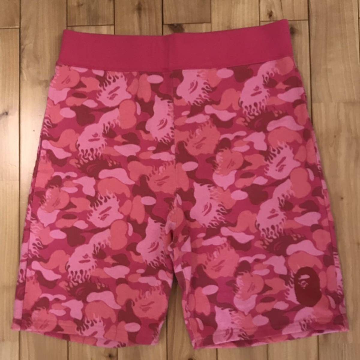 image of Xl Bape Fire Camo Pink Sweat Shorts Flame, Men's (Size 36)
