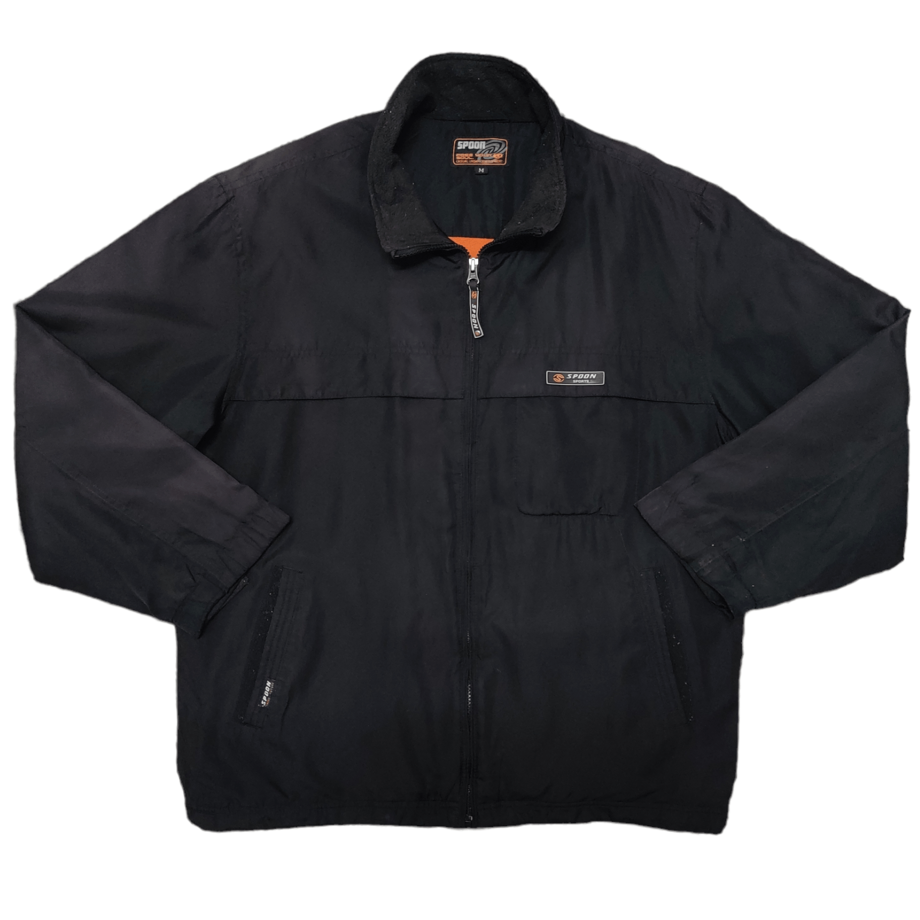 image of Honda x Racing Vintage Spoon Sport Light Jacket Fleece Lining in Black, Men's (Size Medium)