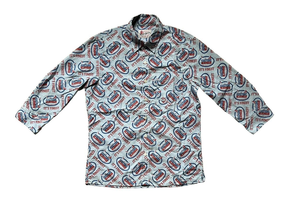 Designer × Hysteric Glamour × Japanese Brand HYSTERIC GLAMOUR FullPrint Button Ups Shirt x Rare Size US M / EU 48-50 / 2 - 3 Thumbnail