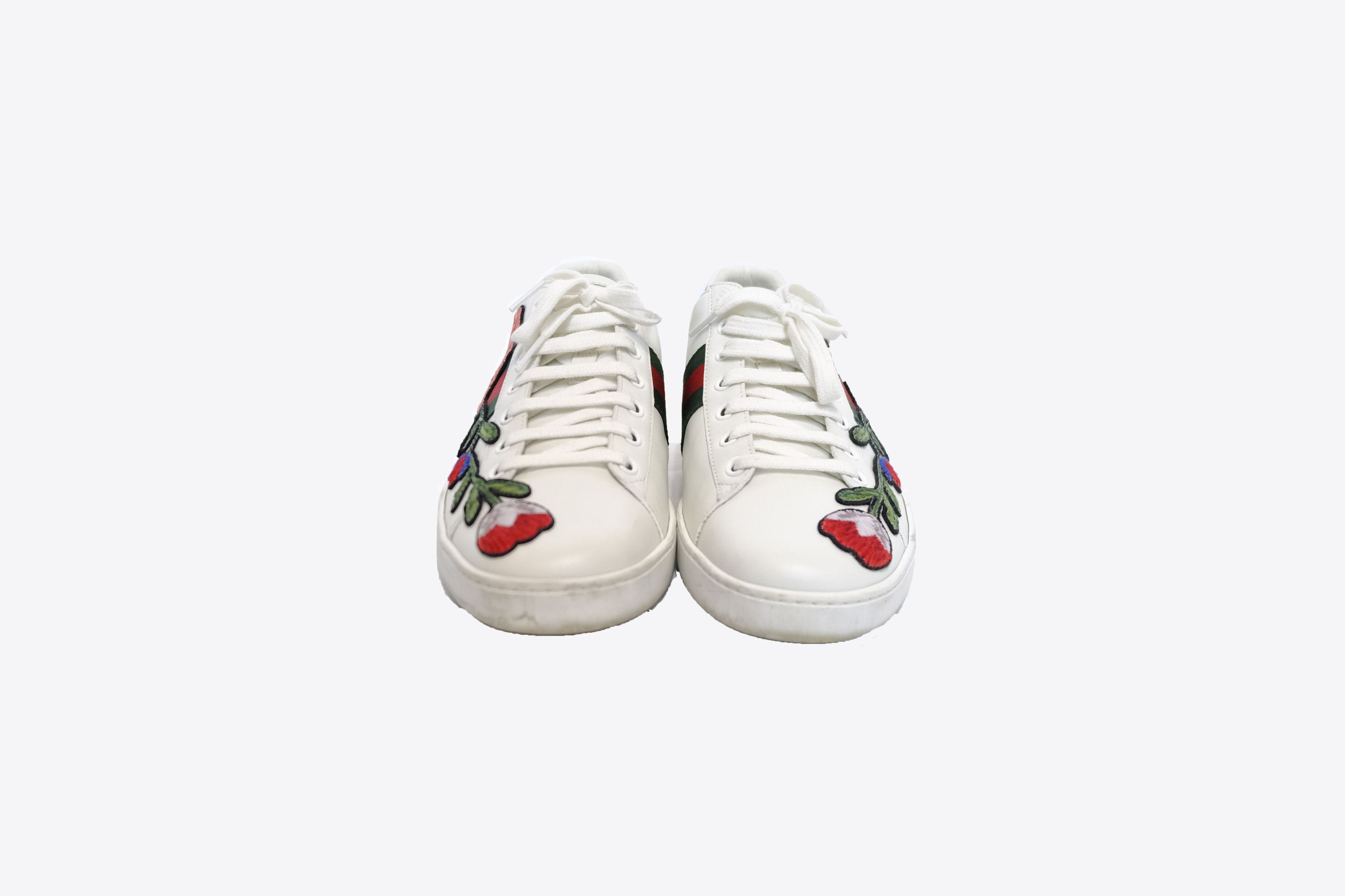 Gucci Gucci - Ace Floral Embroidered Leather Sneaker, EU 42 Size US 9 / EU 42 - 2 Thumbnail