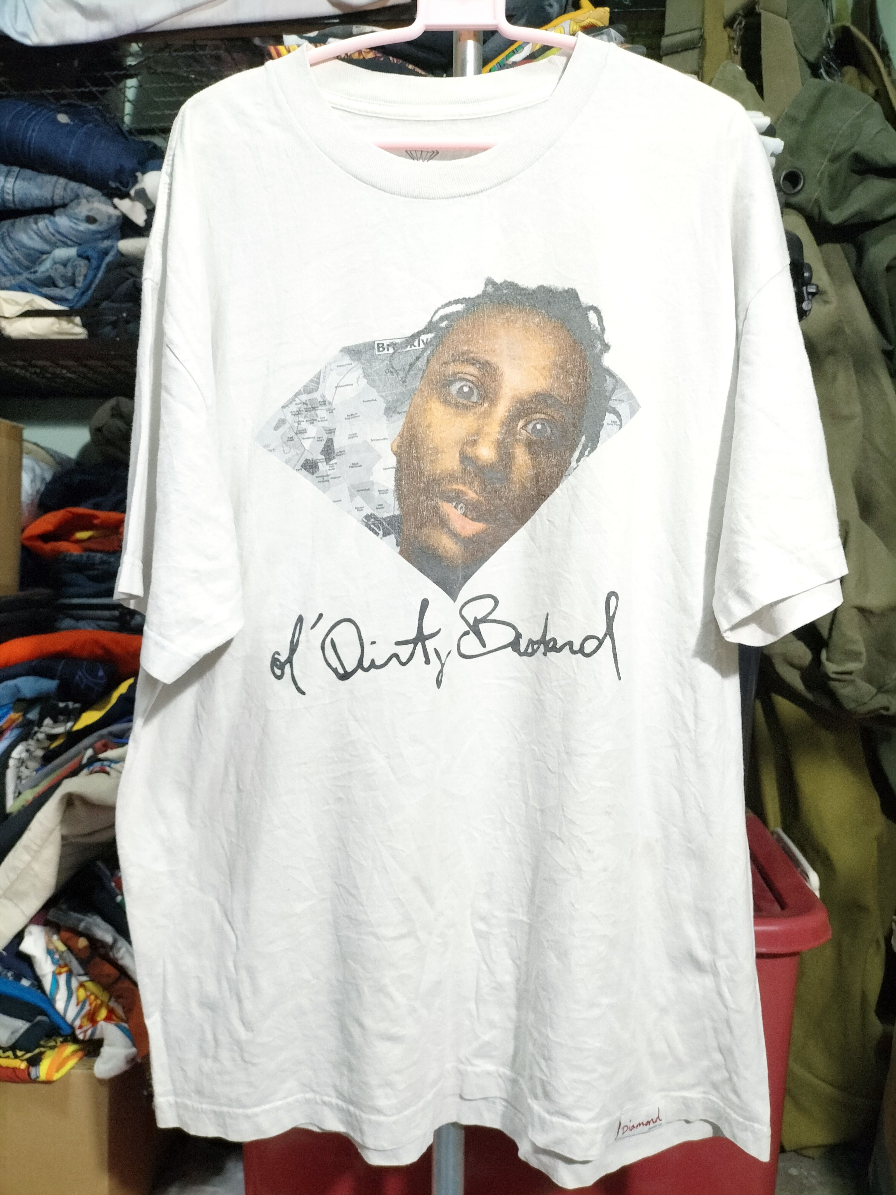 image of Collabs Diamond Sup X Ol' Dirty Bastard Raptees Collab in White, Men's (Size Large)