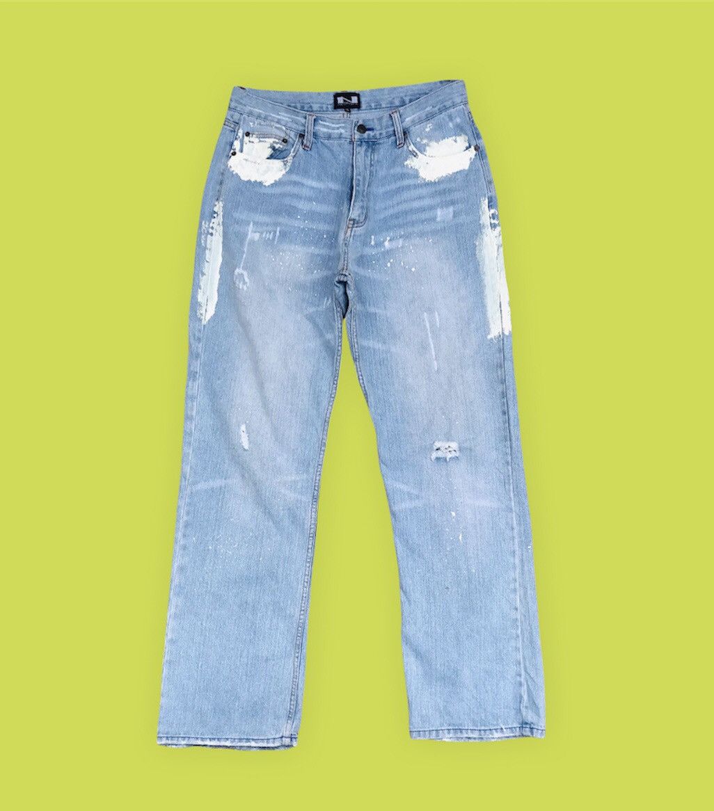 Japanese Brand Nylaus distressed splatter paint denim mens waist 32 inch Size US 32 / EU 48 - 1 Thumbnail