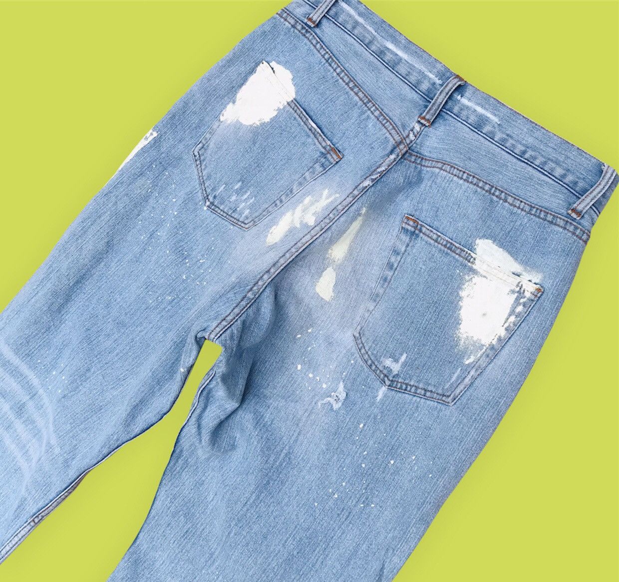 Japanese Brand Nylaus distressed splatter paint denim mens waist 32 inch Size US 32 / EU 48 - 3 Thumbnail