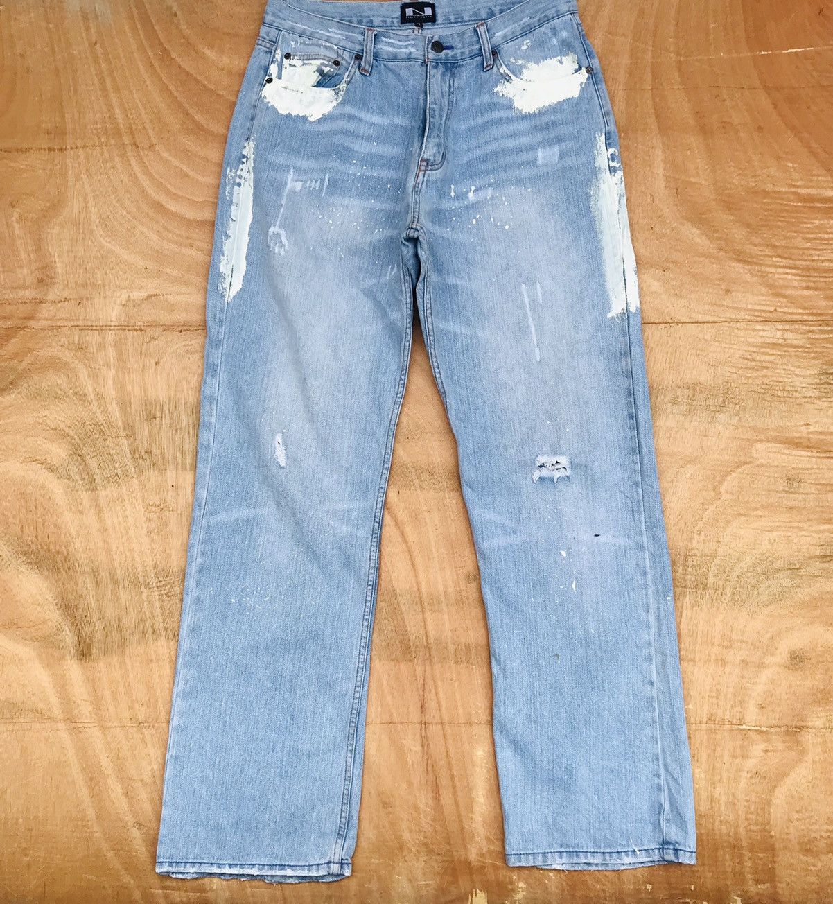 Japanese Brand Nylaus distressed splatter paint denim mens waist 32 inch Size US 32 / EU 48 - 4 Thumbnail