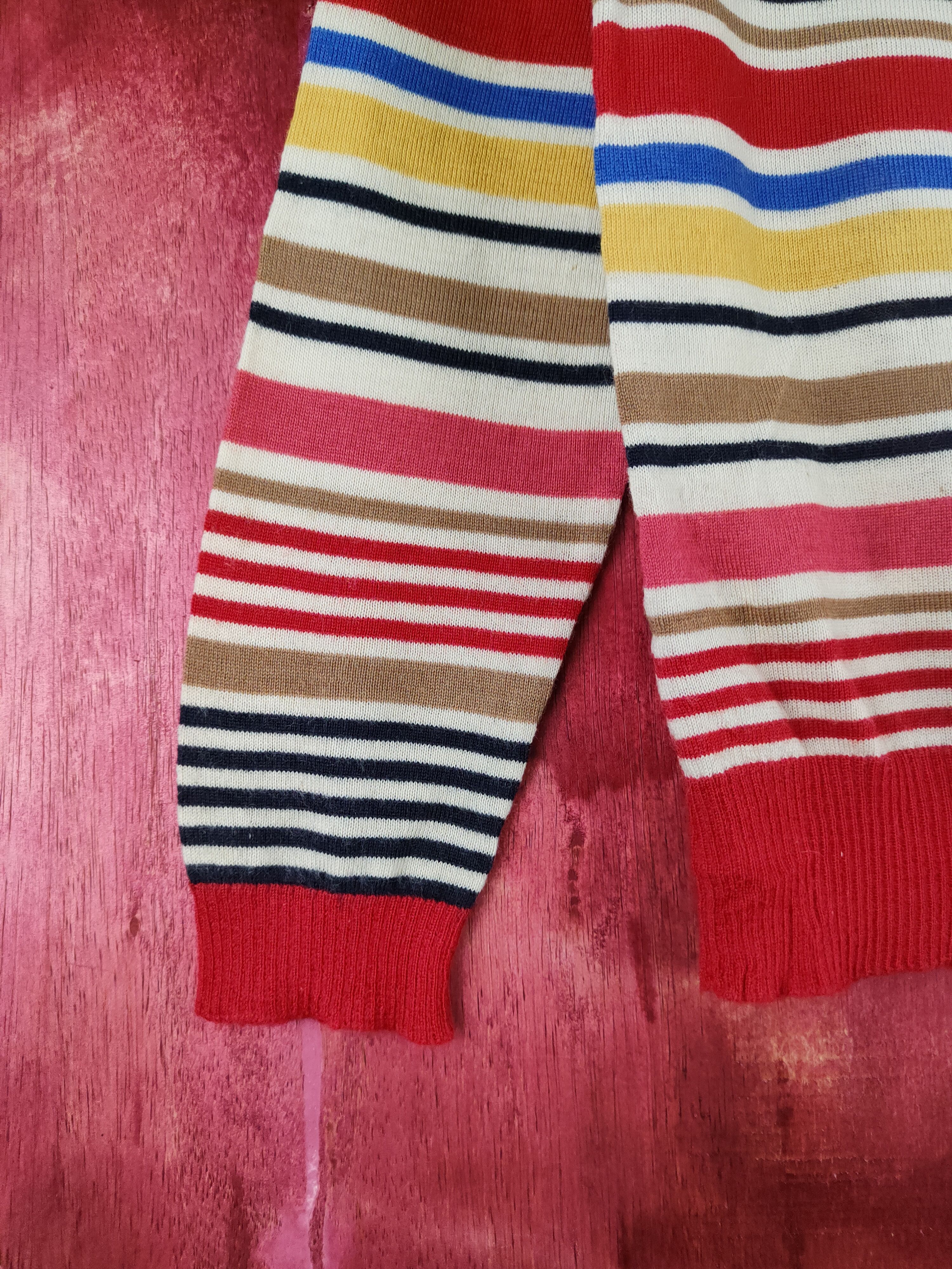 Japanese Brand Aime le Mieujo Red Stripe Knitwear Cardigan #S1193 Size S / US 4 / IT 40 - 4 Thumbnail