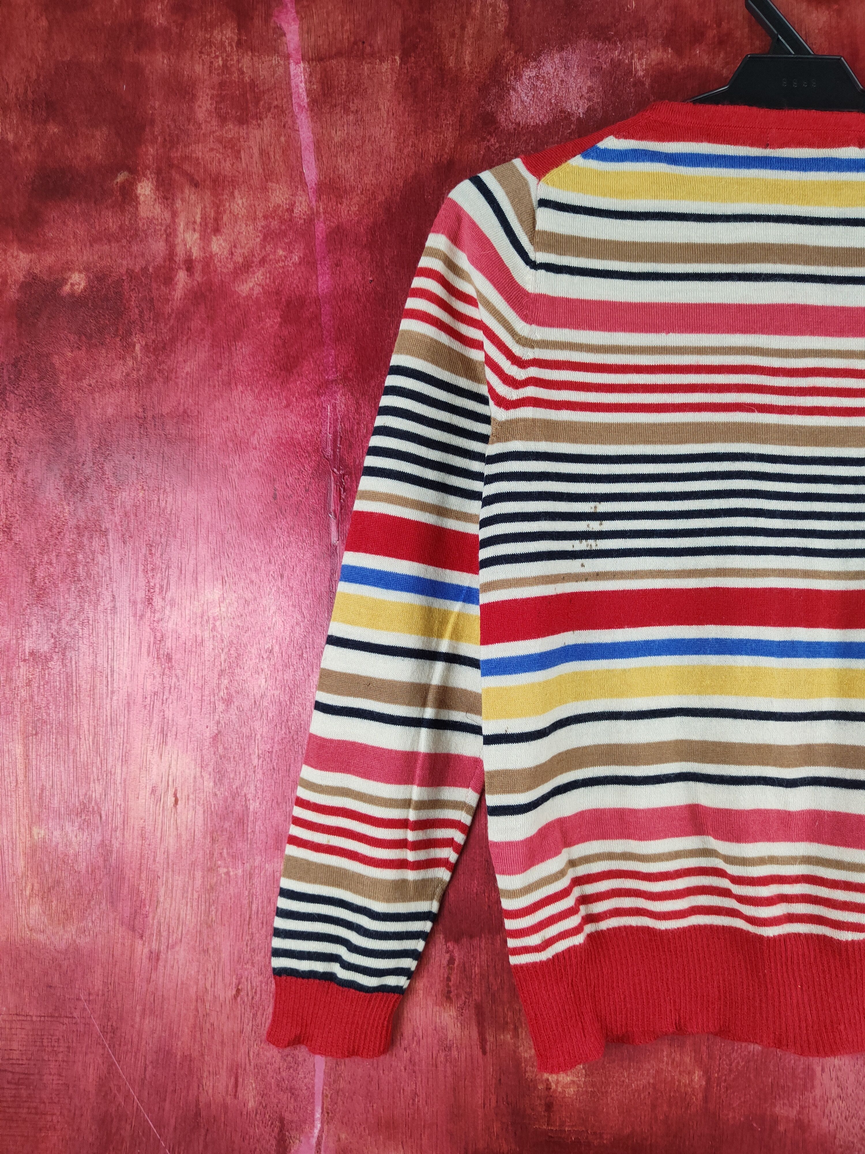 Japanese Brand Aime le Mieujo Red Stripe Knitwear Cardigan #S1193 Size S / US 4 / IT 40 - 9 Thumbnail