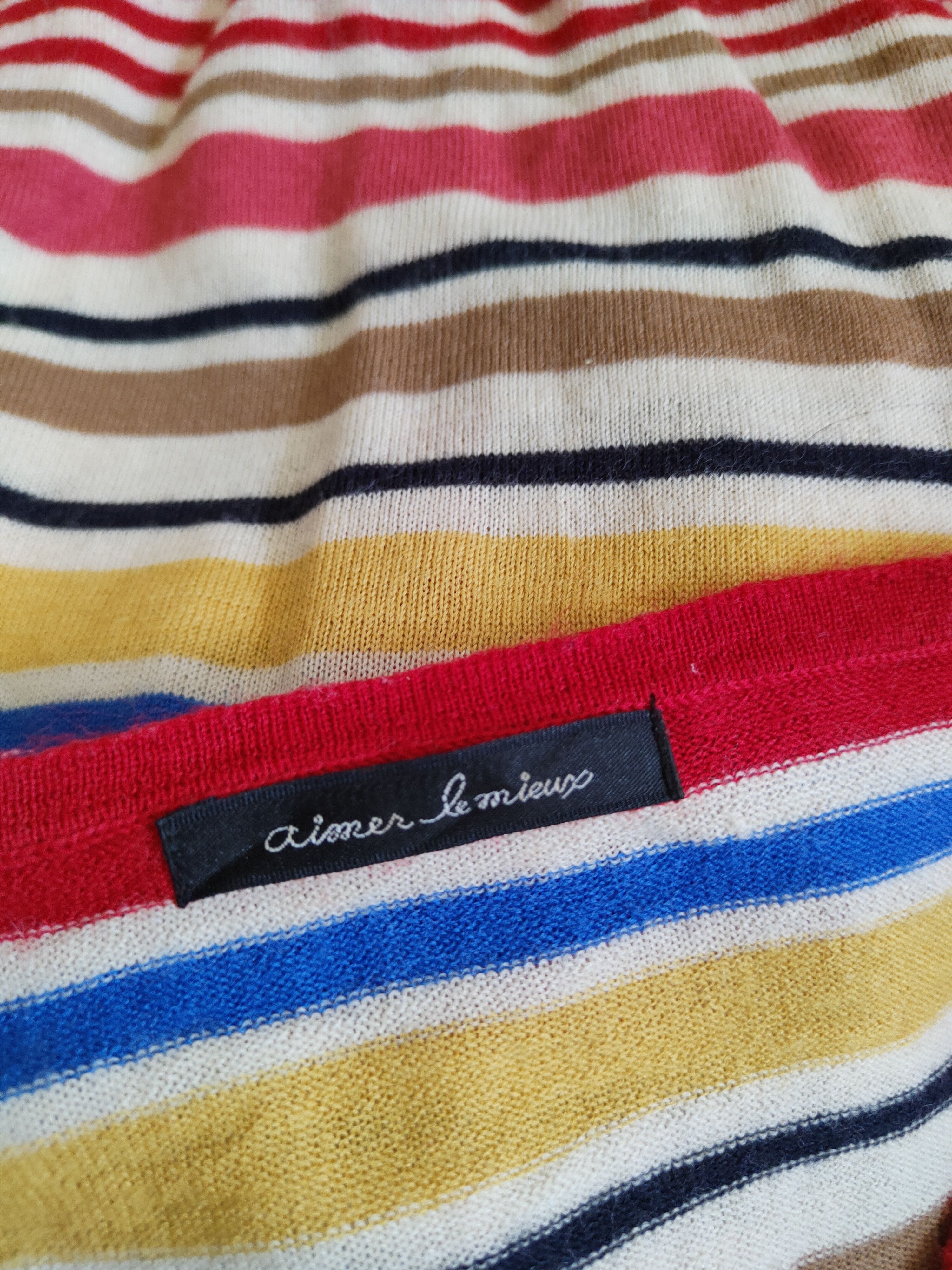 Japanese Brand Aime le Mieujo Red Stripe Knitwear Cardigan #S1193 Size S / US 4 / IT 40 - 12 Thumbnail