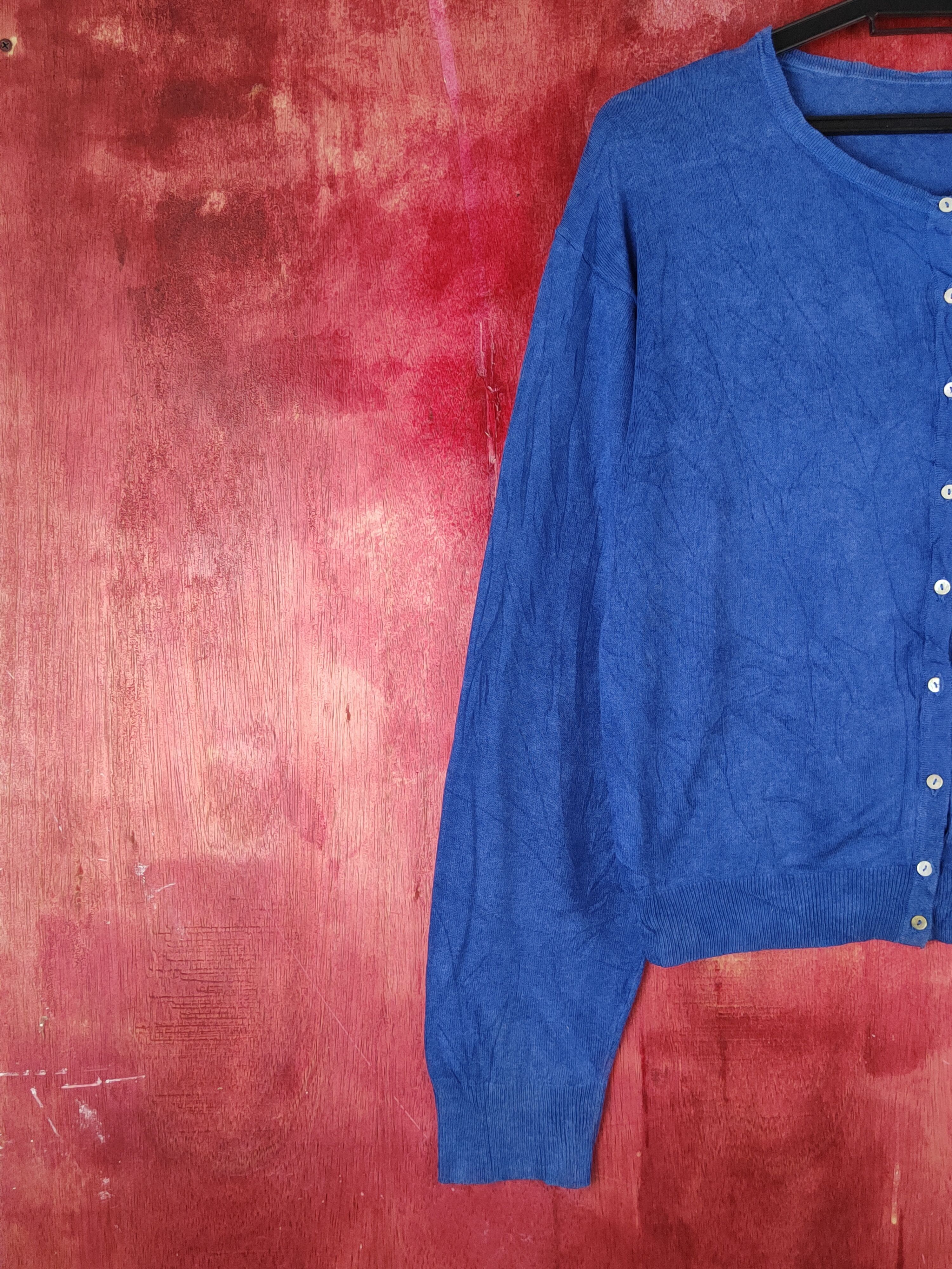Japanese Brand Earth Music & Ecology Blue Knitwear Cardigan #S1215 Size M / US 6-8 / IT 42-44 - 3 Thumbnail