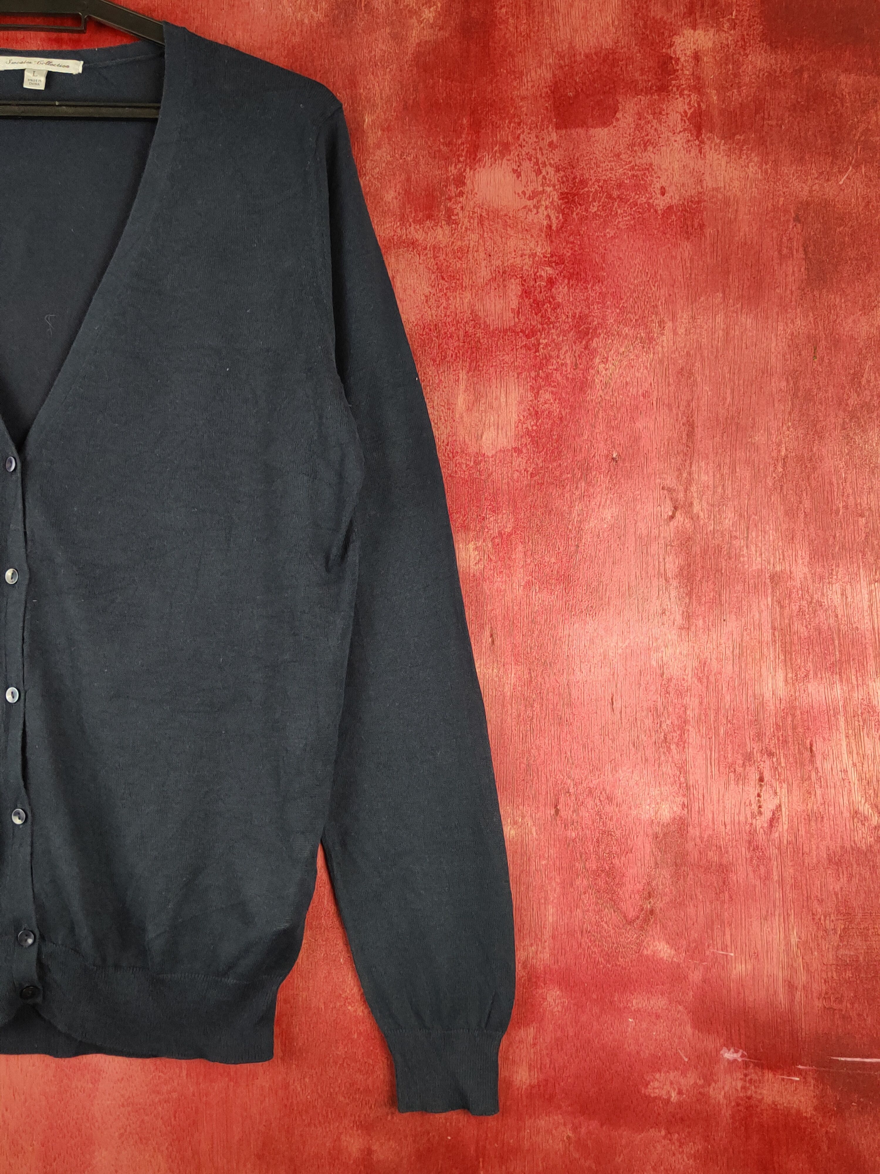 Japanese Brand × Uniqlo Uniqlo Navy Knitwear thin Cardigan vintage japan #S1213 Size L / US 10 / IT 46 - 5 Thumbnail