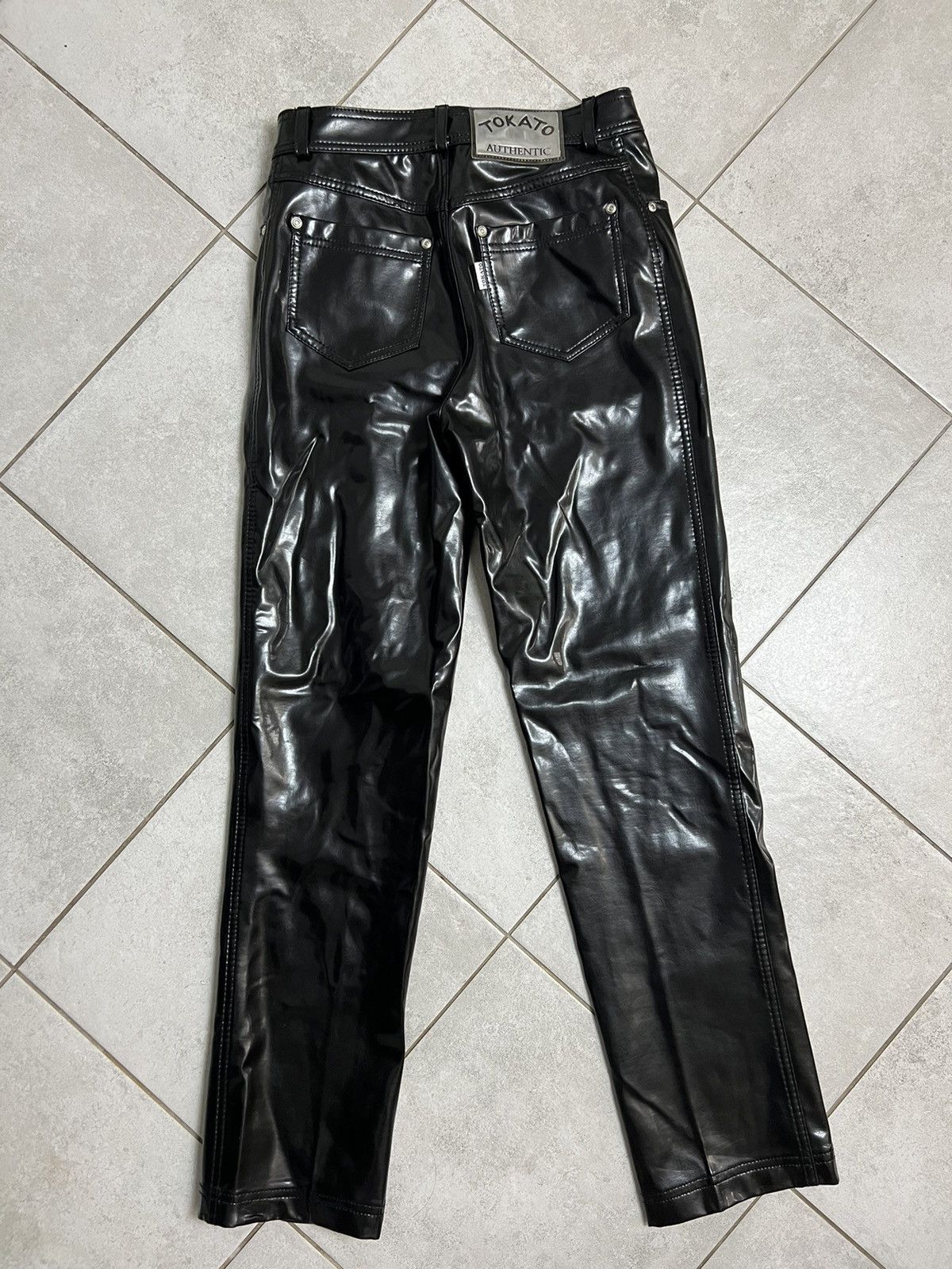 Japanese Brand Tokato PVC Vinyl Leather Black Pants Vintage Rock Punk Hype Size US 30 / EU 46 - 3 Thumbnail
