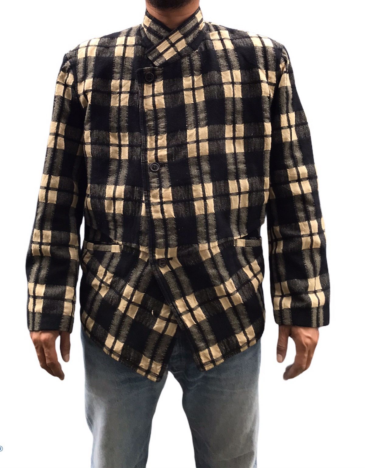 Designer Made In Japan Issey Miyake Men Tartan Wool Jackets Size US M / EU 48-50 / 2 - 2 Thumbnail
