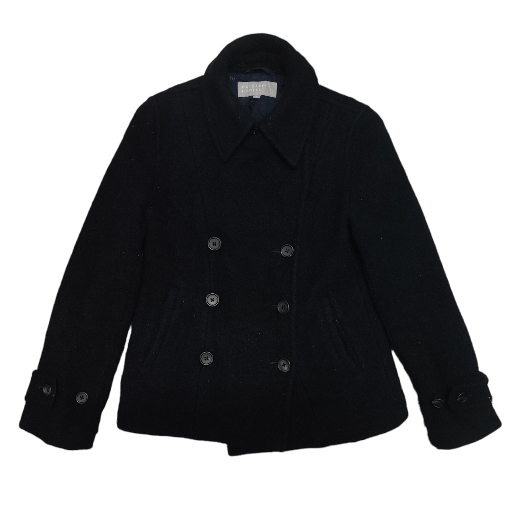 image of Margaret Howell Double Breasted Coat Wool in Black, Men's (Size XS)