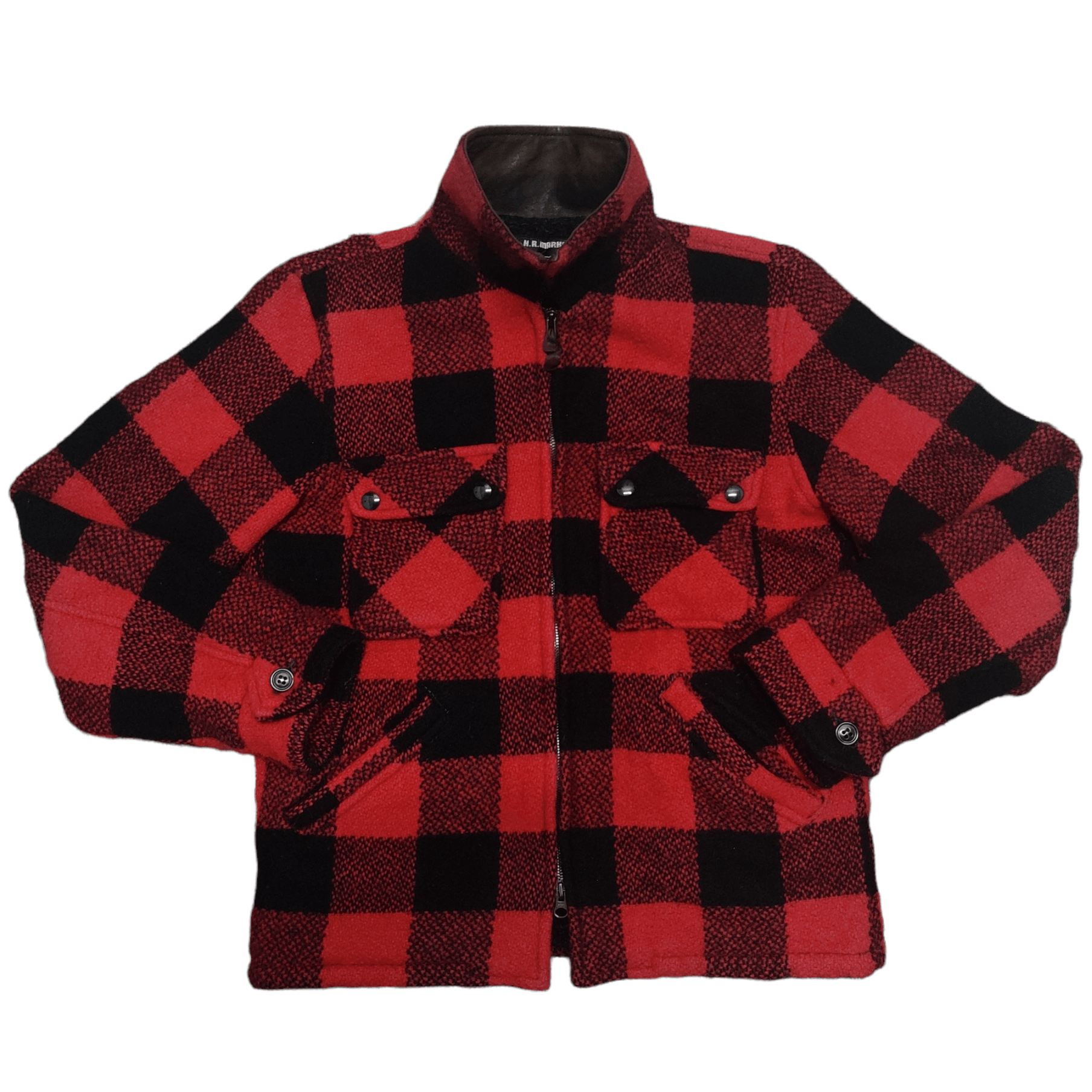 HOLLYWOOD RANCH MARKET Vintage H.R. Market Wool Jacket Checkered Zip Up Size US M / EU 48-50 / 2 - 1 Thumbnail