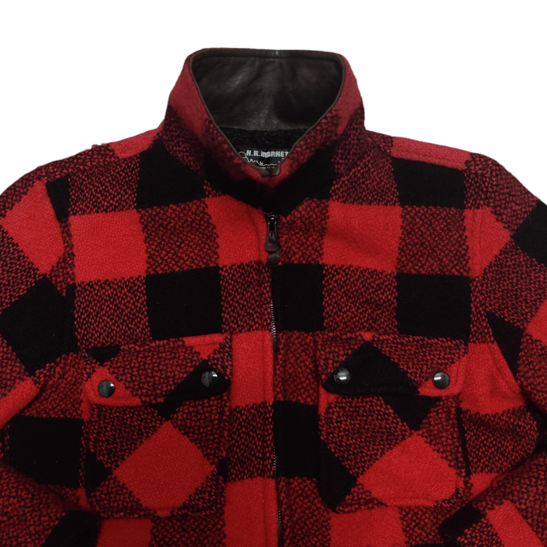 HOLLYWOOD RANCH MARKET Vintage H.R. Market Wool Jacket Checkered Zip Up Size US M / EU 48-50 / 2 - 2 Thumbnail