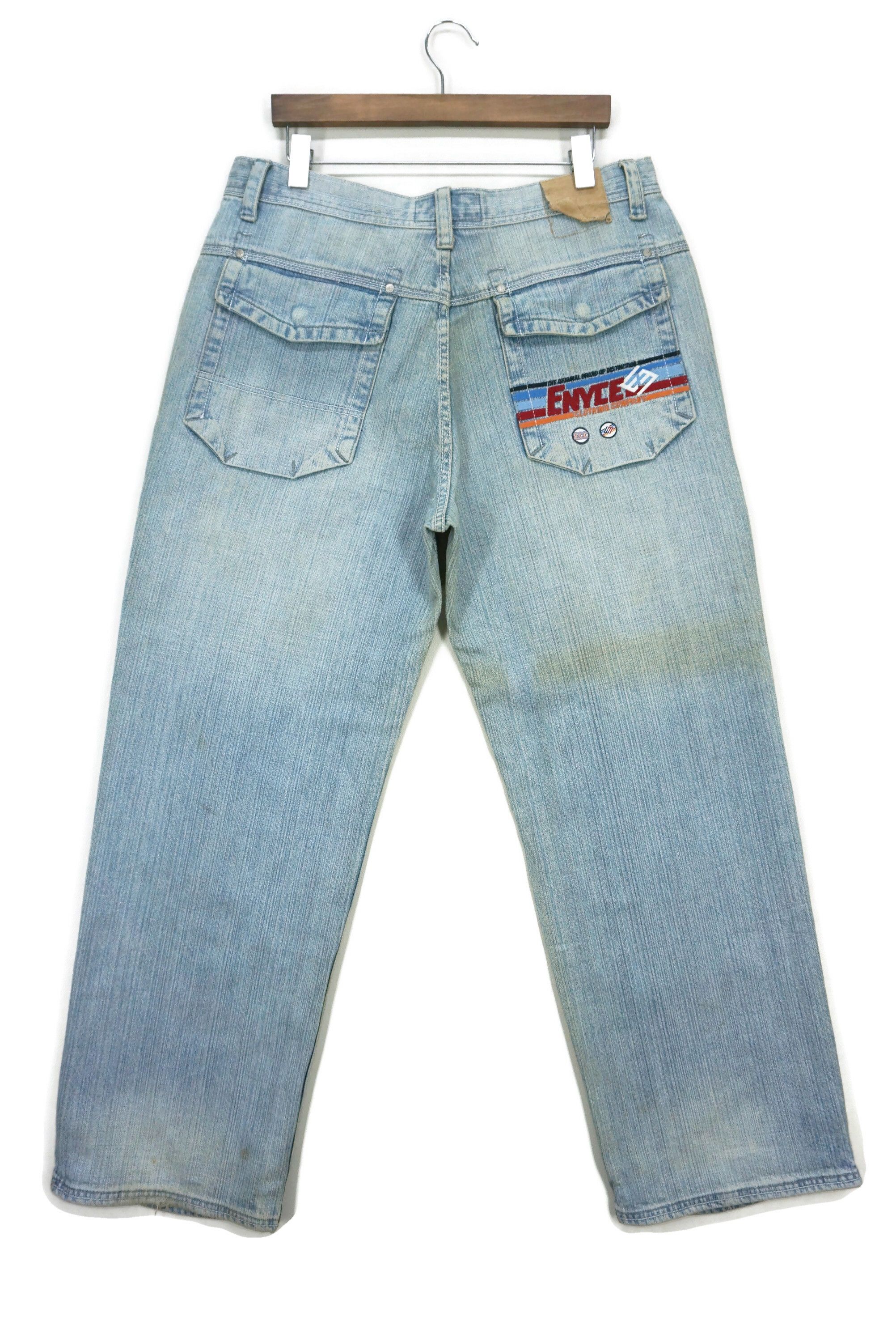 image of Enyce x Vintage Hip Hop Skateboards Embroidered Embellished Baggy Jeans in Blue, Men's (Size 34)